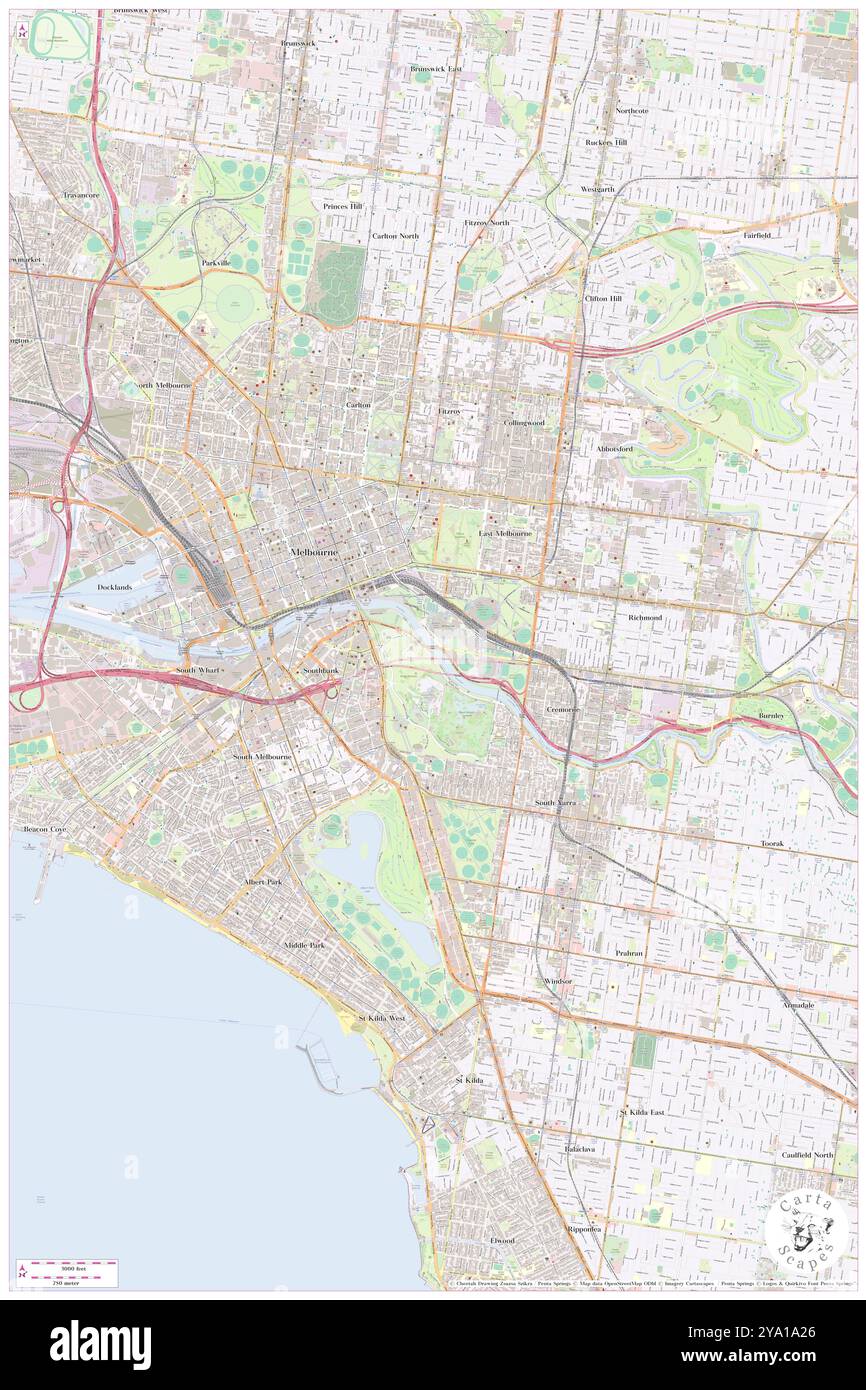 Swan Street Bridge, Melbourne, AU, Australien, Victoria, s 37 49' 24'', N 144 58' 38'', MAP, Cartascapes Map, veröffentlicht 2024. Erkunden Sie Cartascapes, eine Karte, die die vielfältigen Landschaften, Kulturen und Ökosysteme der Erde enthüllt. Reisen Sie durch Zeit und Raum und entdecken Sie die Verflechtungen der Vergangenheit, Gegenwart und Zukunft unseres Planeten. Stockfoto