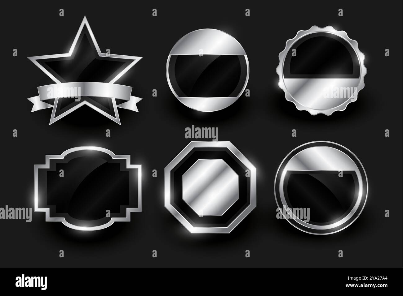 Packung mit leerem Metallabzeichen Element Banner Design Vektor Stock Vektor