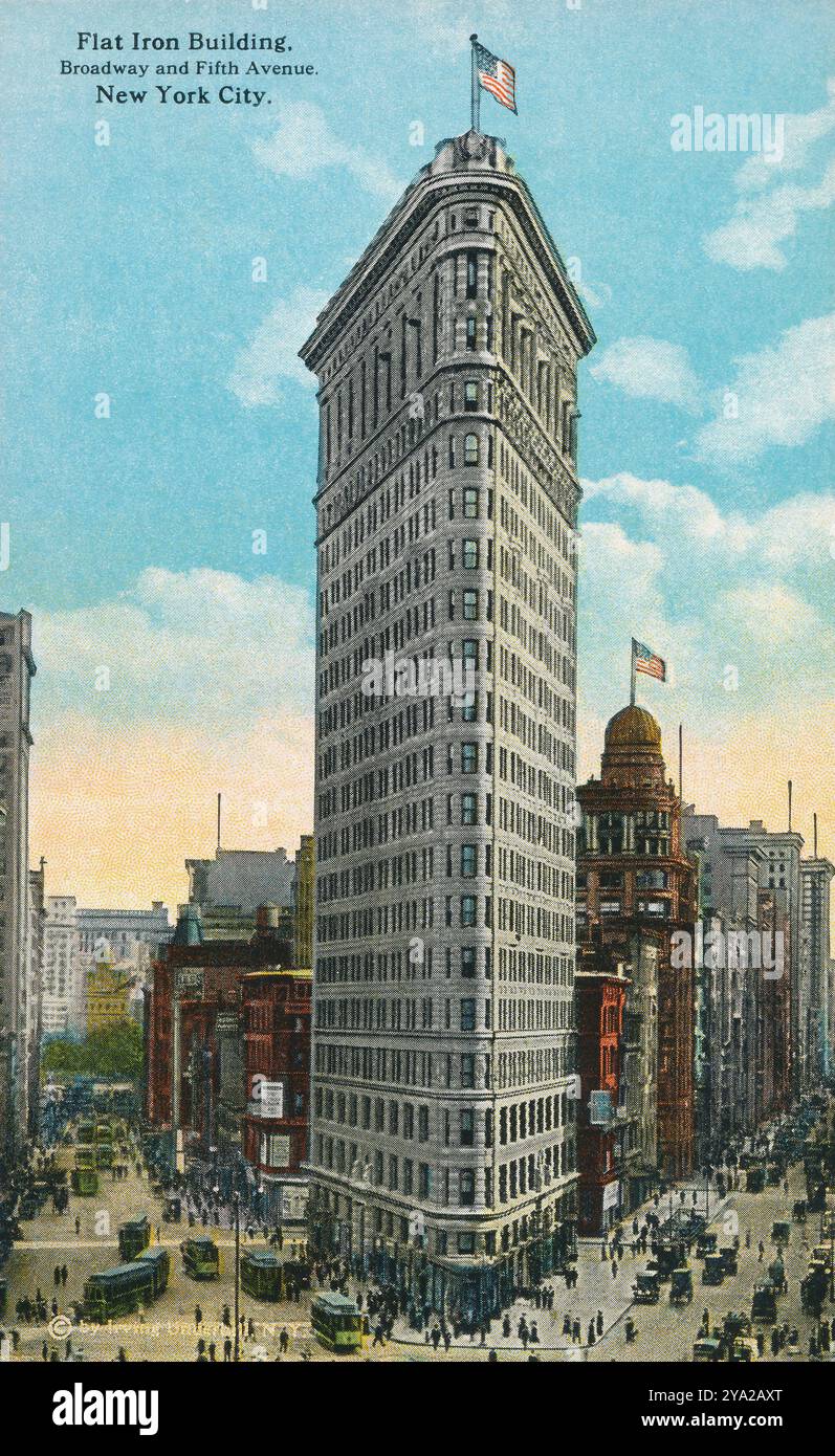 Alte US-Postkarte des Flatiron Building in New York. Stockfoto