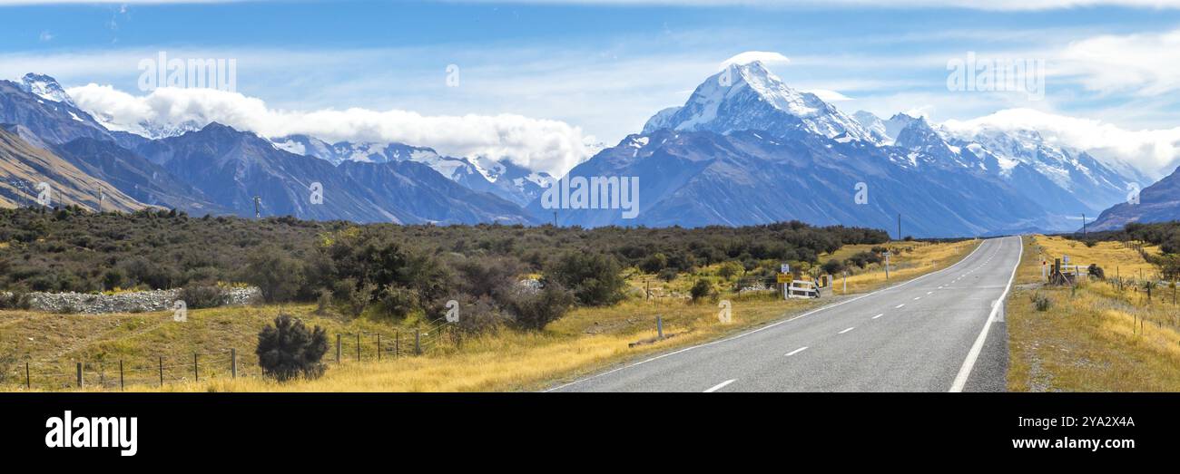 Mount Cook, Neuseeland. Flug zu einem Gebiet, das vollständig von Eis und Schnee bedeckt ist. Ozeanien. Webbanner Stockfoto