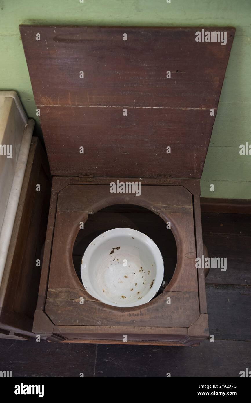 Maison Eureka, Toilette, Toilettensitz, 19. Jahrhundert, Moka, Indischer Ozean, Insel, Mauritius, Afrika Stockfoto