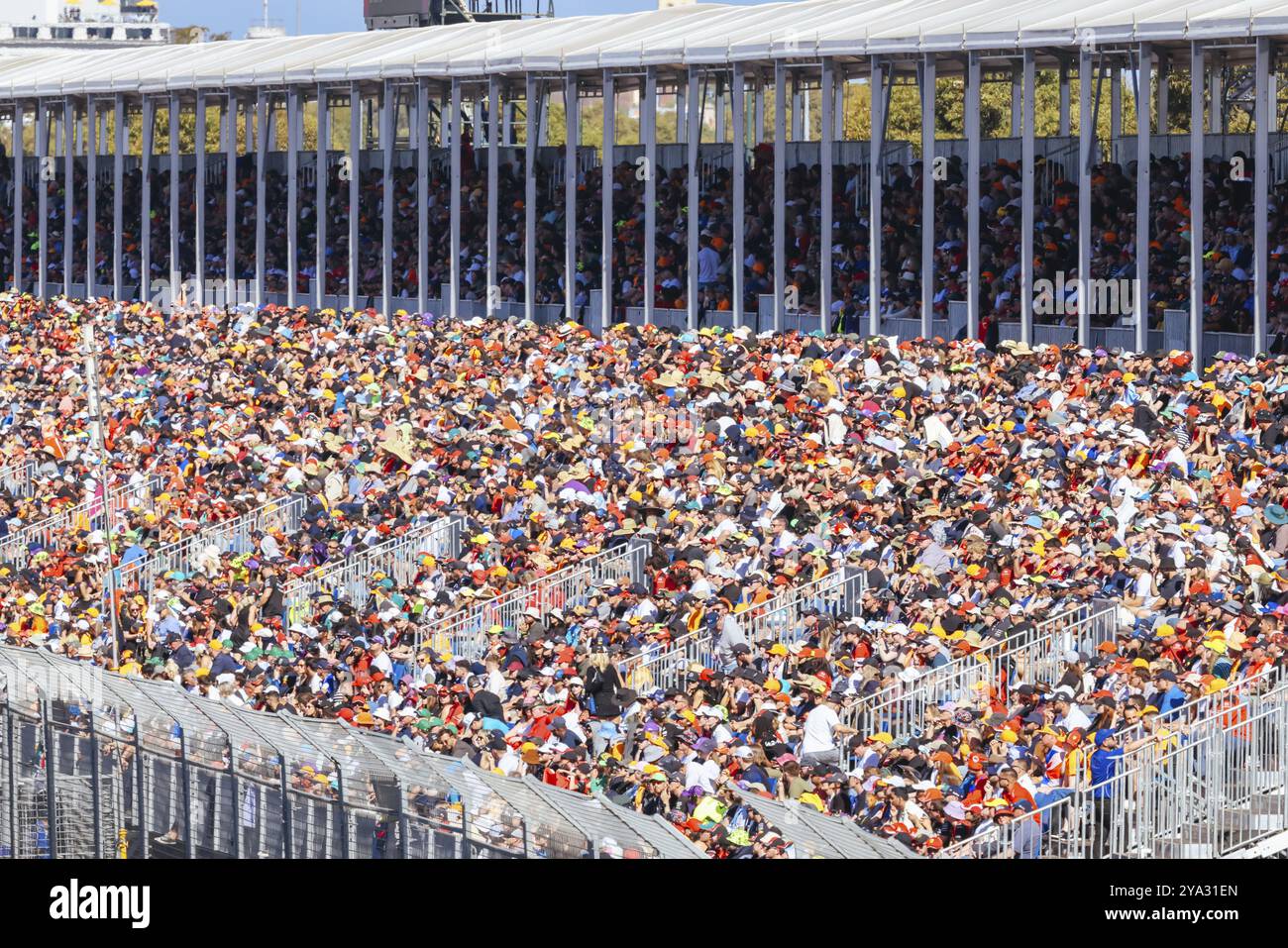 MELBOURNE, AUSTRALIEN, 24. MÄRZ: Fanatmosphäre am Renntag beim Großen Preis von Australien 2024 im Albert Park in Melbourne, Australien, Ozeanien Stockfoto