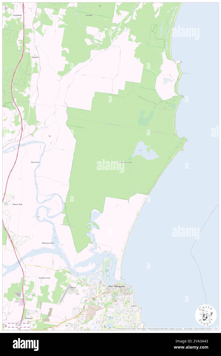 Limeburners Creek, , AU, Australien, New South Wales, s 31 37' 0'', N 152 48' 0'', MAP, Cartascapes Map, veröffentlicht 2024. Erkunden Sie Cartascapes, eine Karte, die die vielfältigen Landschaften, Kulturen und Ökosysteme der Erde enthüllt. Reisen Sie durch Zeit und Raum und entdecken Sie die Verflechtungen der Vergangenheit, Gegenwart und Zukunft unseres Planeten. Stockfoto