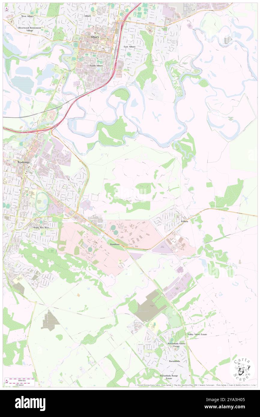 Bandiana, Wodonga, AU, Australien, Victoria, s 36 8' 52'', N 146 55' 34'', Karte, Cartascapes Map, veröffentlicht 2024. Erkunden Sie Cartascapes, eine Karte, die die vielfältigen Landschaften, Kulturen und Ökosysteme der Erde enthüllt. Reisen Sie durch Zeit und Raum und entdecken Sie die Verflechtungen der Vergangenheit, Gegenwart und Zukunft unseres Planeten. Stockfoto