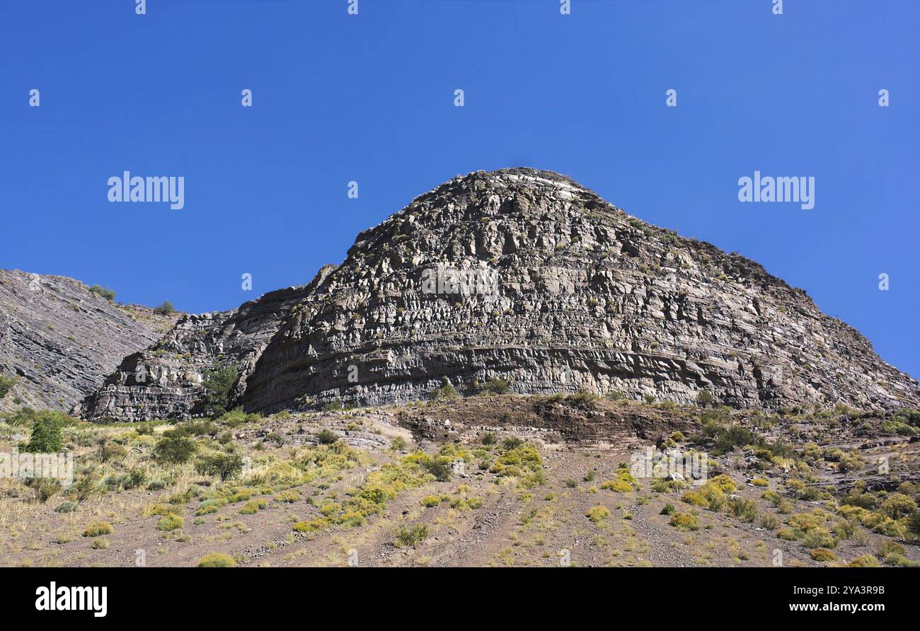 Cajon del Maipo ist ein Canyon im Südosten der Anden der Metropolregion Santiago in Chile. Er umfasst den oberen Maipo Riv Stockfoto