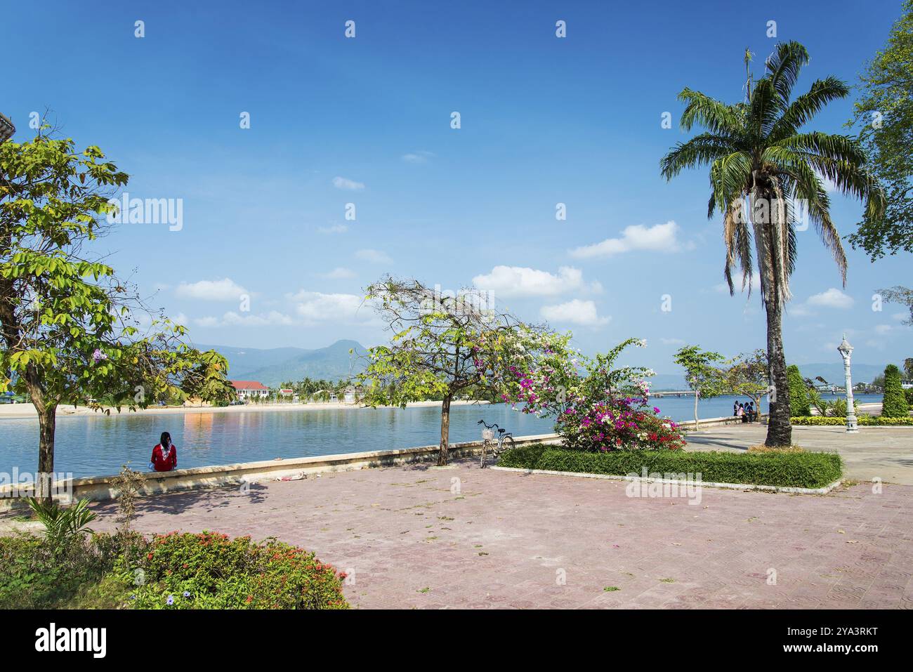 Kampot Stadt am Fluss in Kambodscha Stockfoto