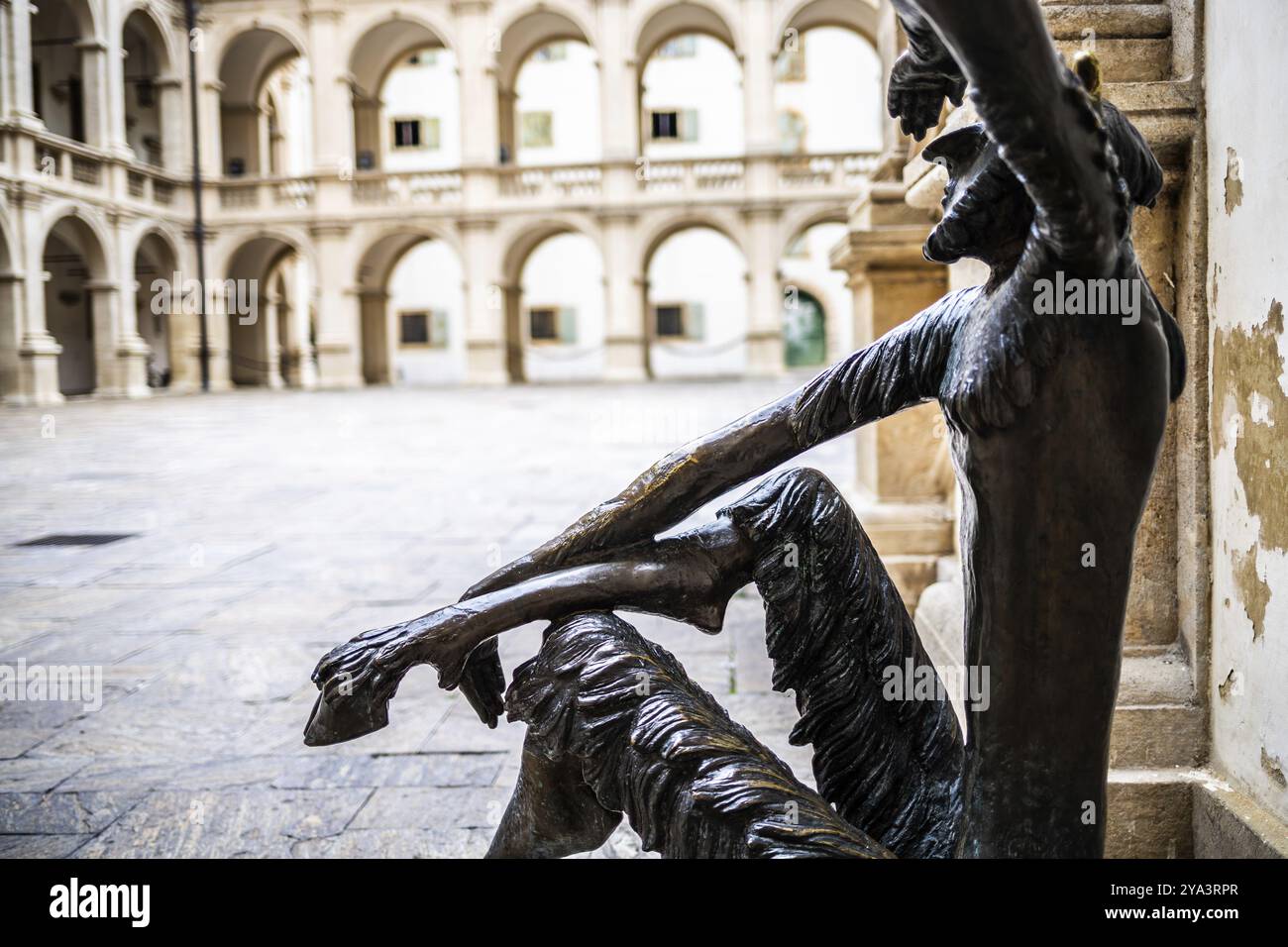 Skulptur Faun mit Aussicht, großer Landhaushof, Landhaus, Graz, Steiermark, Österreich, Europa Stockfoto
