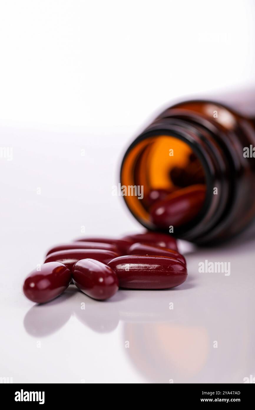 Gaziantep, Türkei. 29. Oktober 2021. Schwarzkernölkapseln aus dem Öl der Schwarzkümmelpflanze Nigella Sativa. Schwarzkernöl wird seit Jahrhunderten als Gewürz für seine aromatischen und aromatischen Samen verwendet. Es wurde auch als pflanzliches Arzneimittel wegen seiner antioxidativen, entzündungshemmenden, antiseptischen Eigenschaften sowie zum Schutz der Haut und zur Stärkung der Haare verwendet Stockfoto Gaziantep, Türkei. 29. Oktober 2021. Schwarzkernölkapseln aus dem Öl der Schwarzkümmelpflanze Nigella Sativa. Schwarzkernöl wird seit Jahrhunderten als Gewürz für seine aromatischen und aromatischen Samen verwendet. Es wurde auch als pflanzliches Arzneimittel wegen seiner antioxidativen, entzündungshemmenden, antiseptischen Eigenschaften sowie zum Schutz der Haut und zur Stärkung der Haare verwendet Stockfoto
