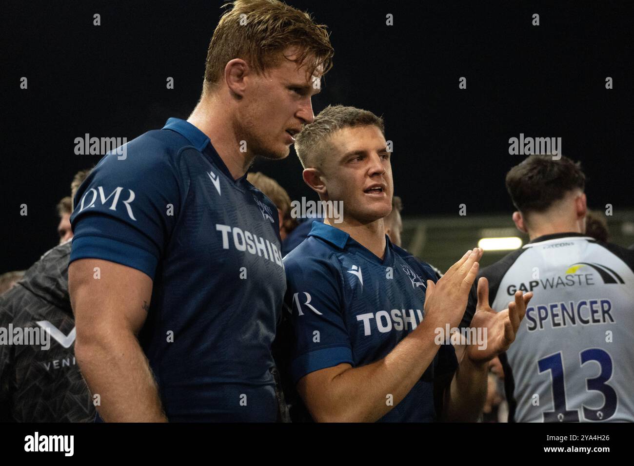 Sale Sharks Post Match - Sale Sharks vs Newcastle Falcons - Gallagher Premiership Rugby - 11. Oktober 2024 - Salford Community Stadium Credit: Samuel Wardle/Alamy Live News Stockfoto