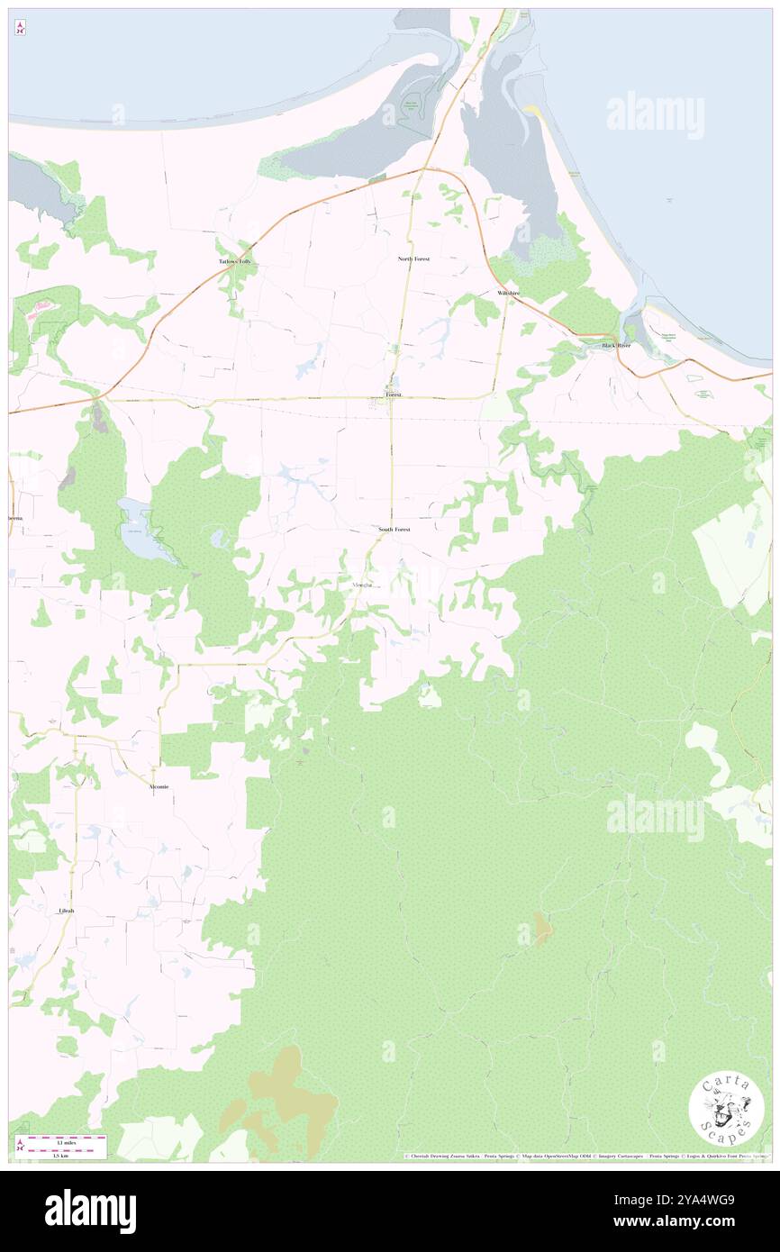 South Forest, Circular Head, AU, Australien, Tasmanien, s 40 53' 10'', N 145 14' 59'', Karte, Cartascapes Map, veröffentlicht 2024. Erkunden Sie Cartascapes, eine Karte, die die vielfältigen Landschaften, Kulturen und Ökosysteme der Erde enthüllt. Reisen Sie durch Zeit und Raum und entdecken Sie die Verflechtungen der Vergangenheit, Gegenwart und Zukunft unseres Planeten. Stockfoto