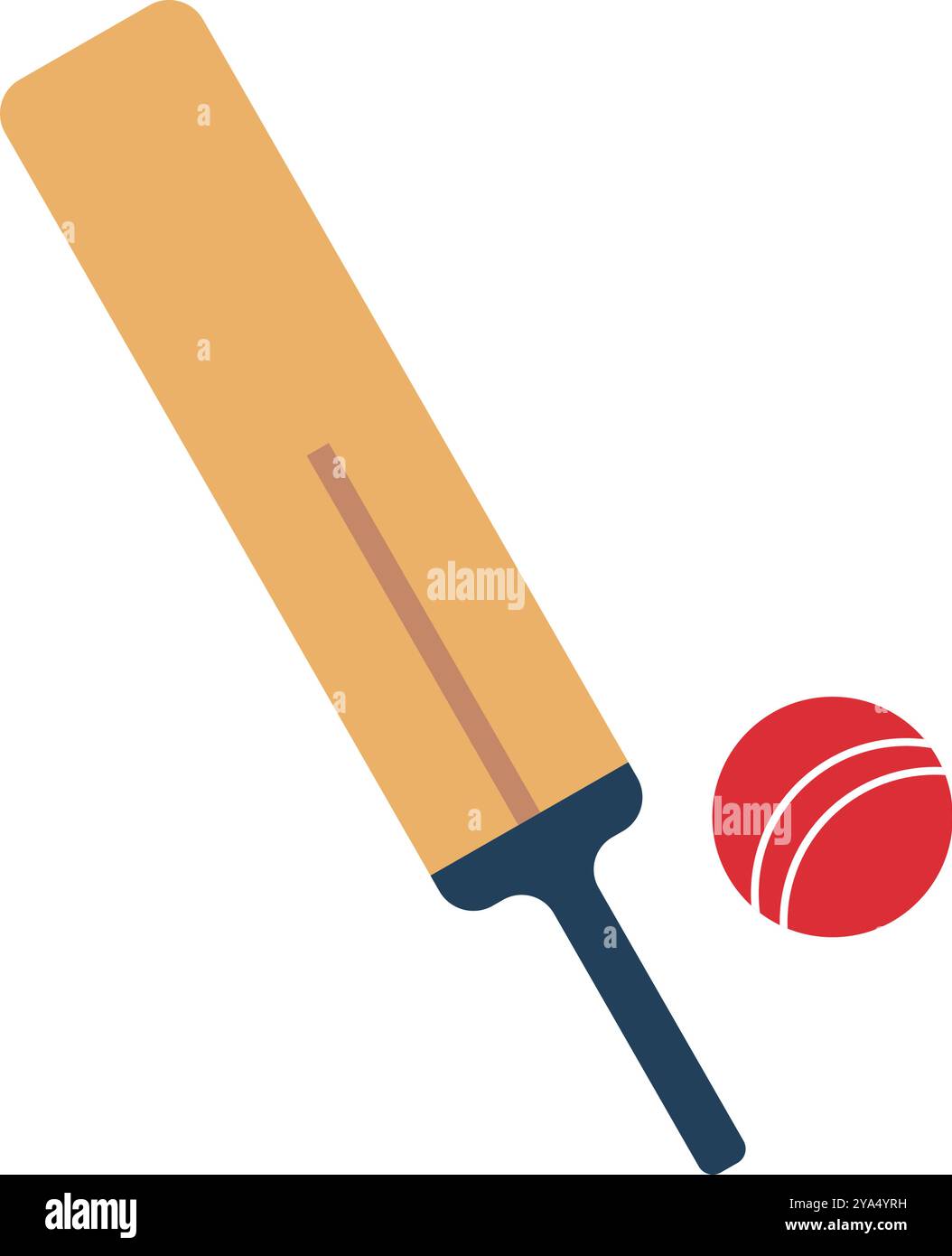 Cricketschläger und Cricketball-Symbol. Editierbarer Vektor. Stock Vektor