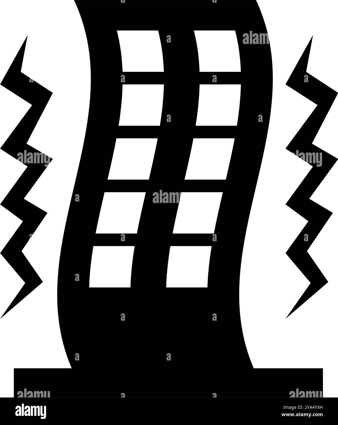 Das Symbol für die erdbebenbebenartige Silhouette im Turmbau. Editierbarer Vektor. Stock Vektor