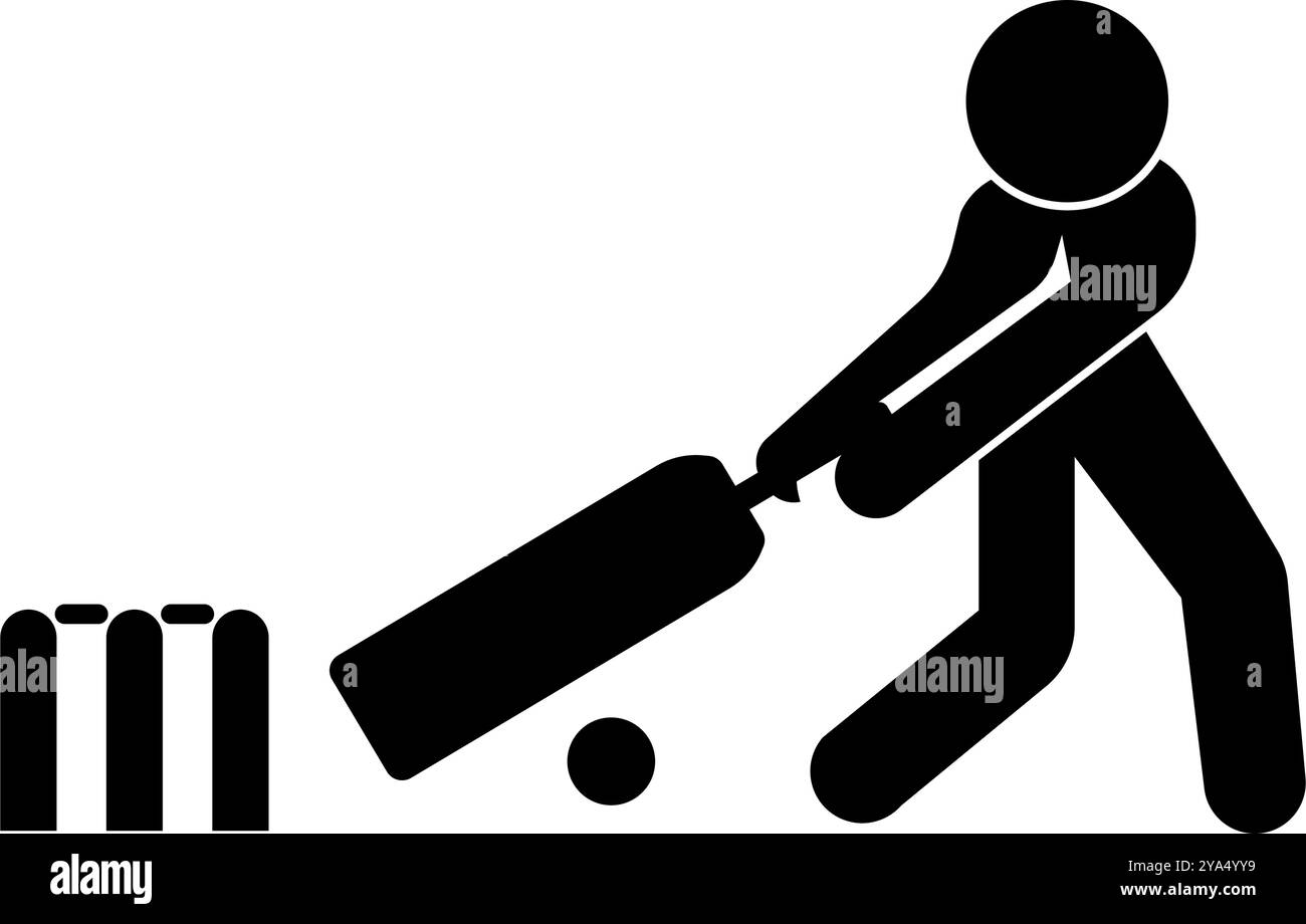 Symbol für Cricket-Figuren. Editierbarer Vektor. Stock Vektor