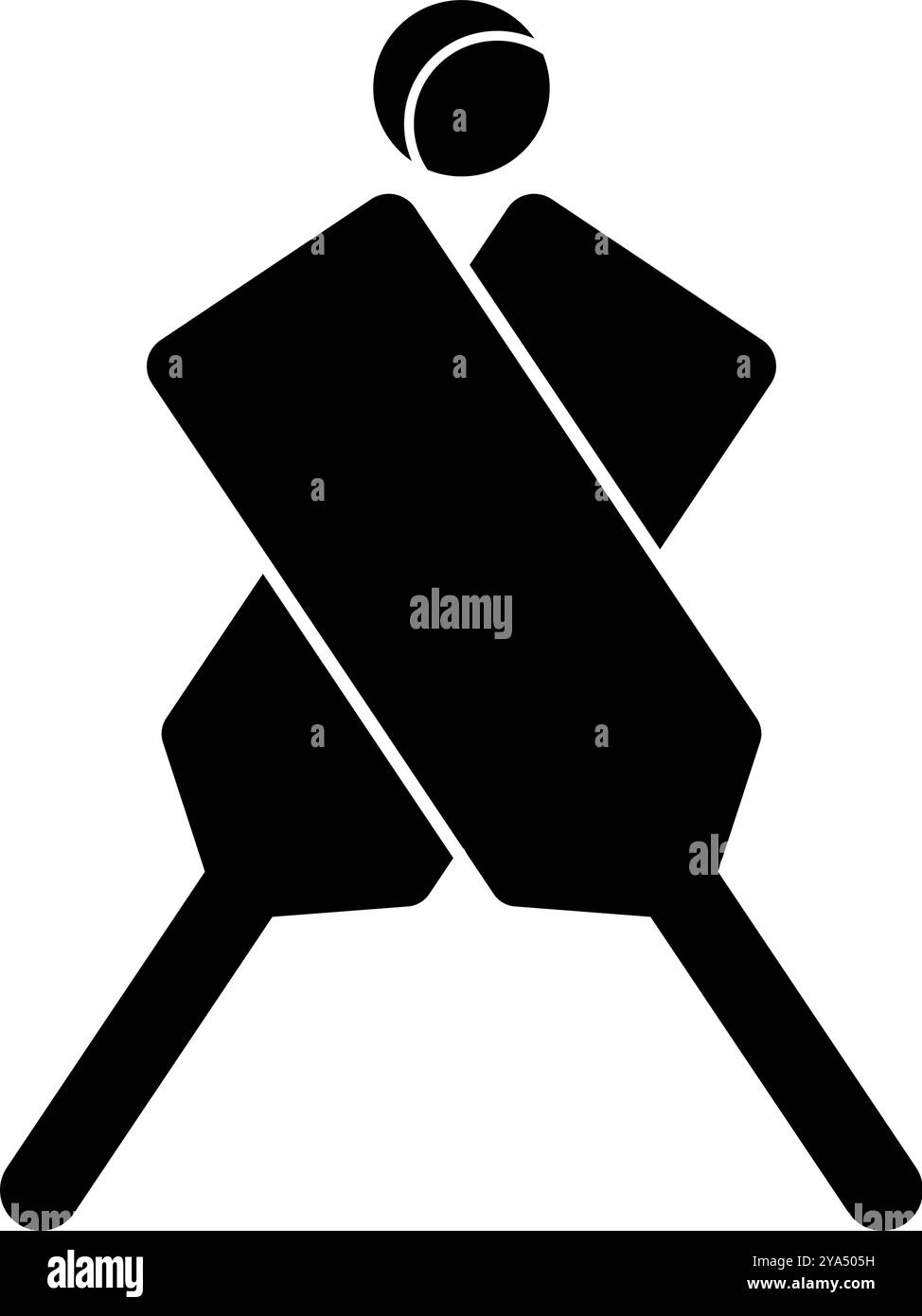 Symbol für Cricket-Silhouette. Cricket Fledermaus und Cricket Ball Silhouette. Editierbarer Vektor. Stock Vektor