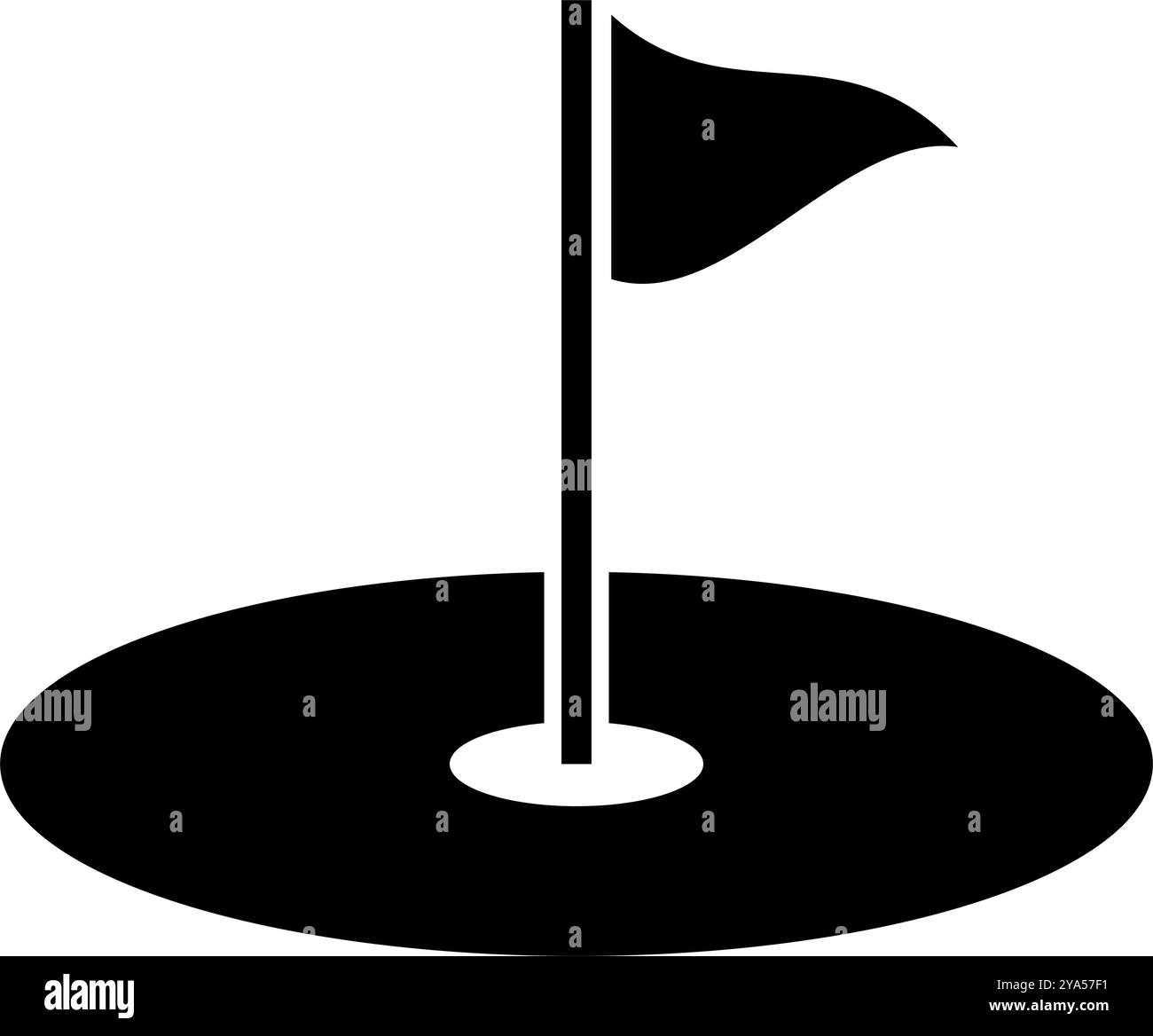 Silhouette des Golfplatzes. Editierbarer Vektor. Stock Vektor
