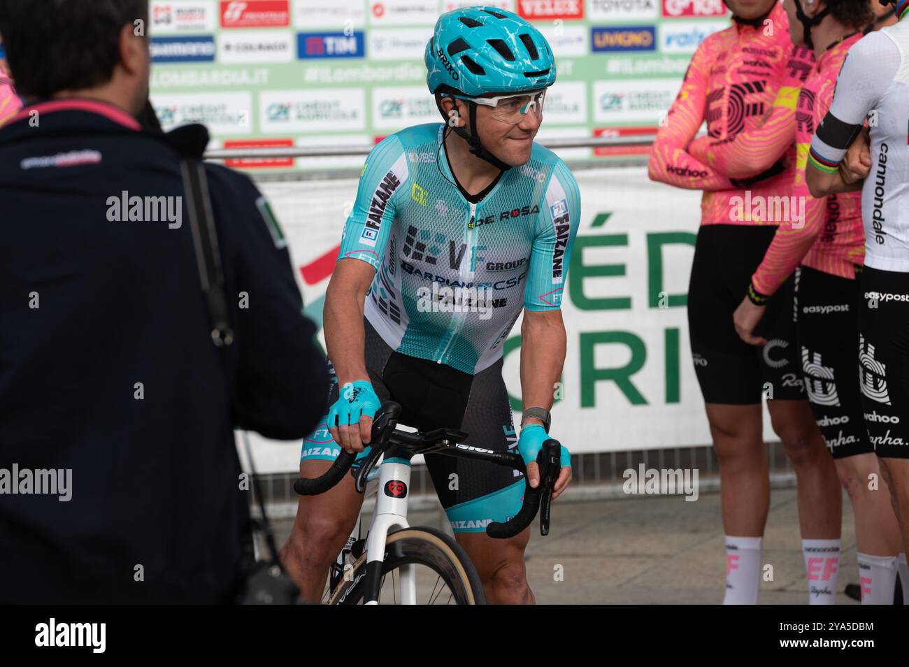 Domenico Pozzovivo, Team VF Group-Bardiani CSF-Faizane beim Giro di Lombardia, Straßenradrennen in Bergamo, Italien, 12. Oktober 2024 Stockfoto