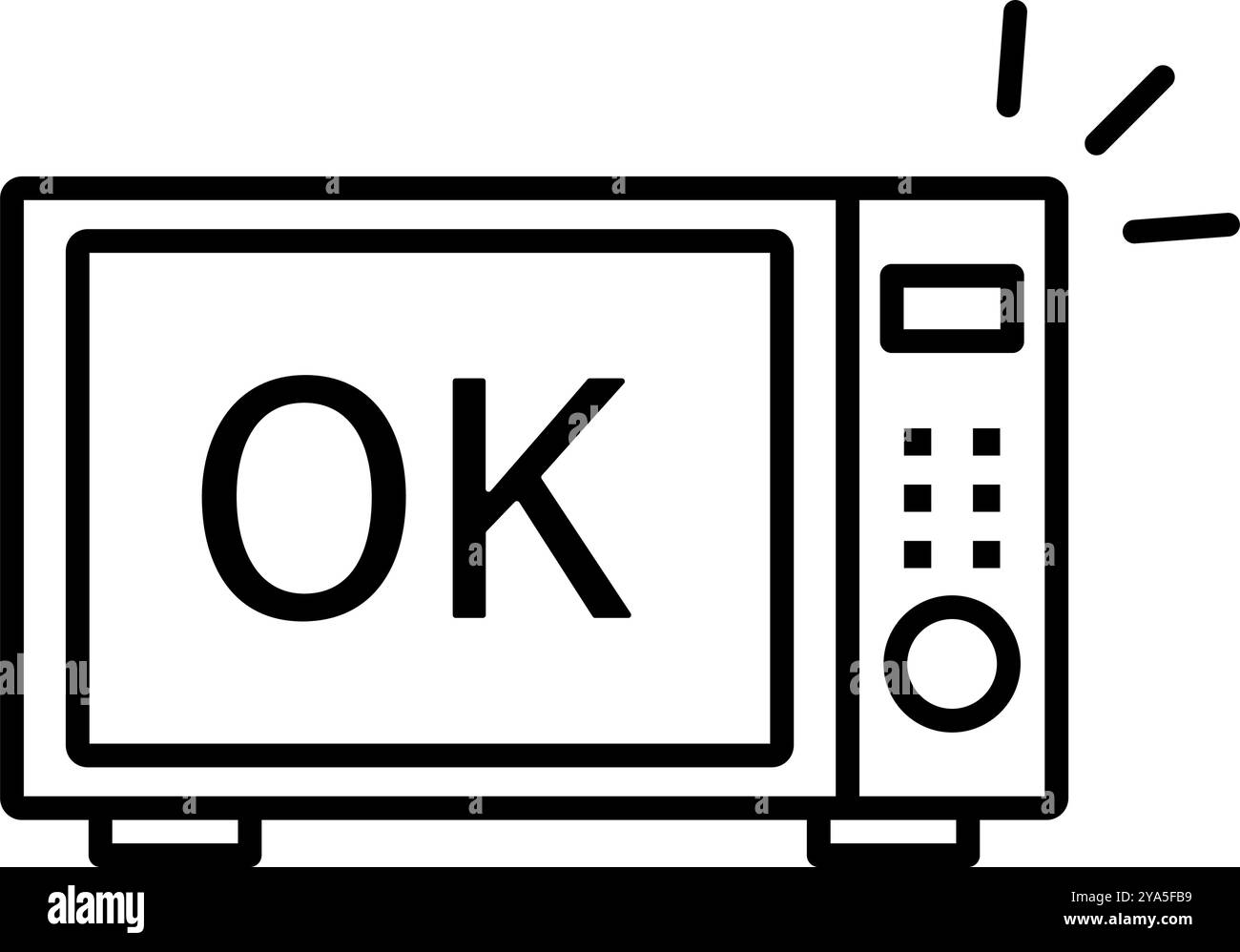 Symbol „Mikrowelle OK“. Symbol „Mikrowelle kann verwendet werden“. Editierbarer Vektor. Stock Vektor