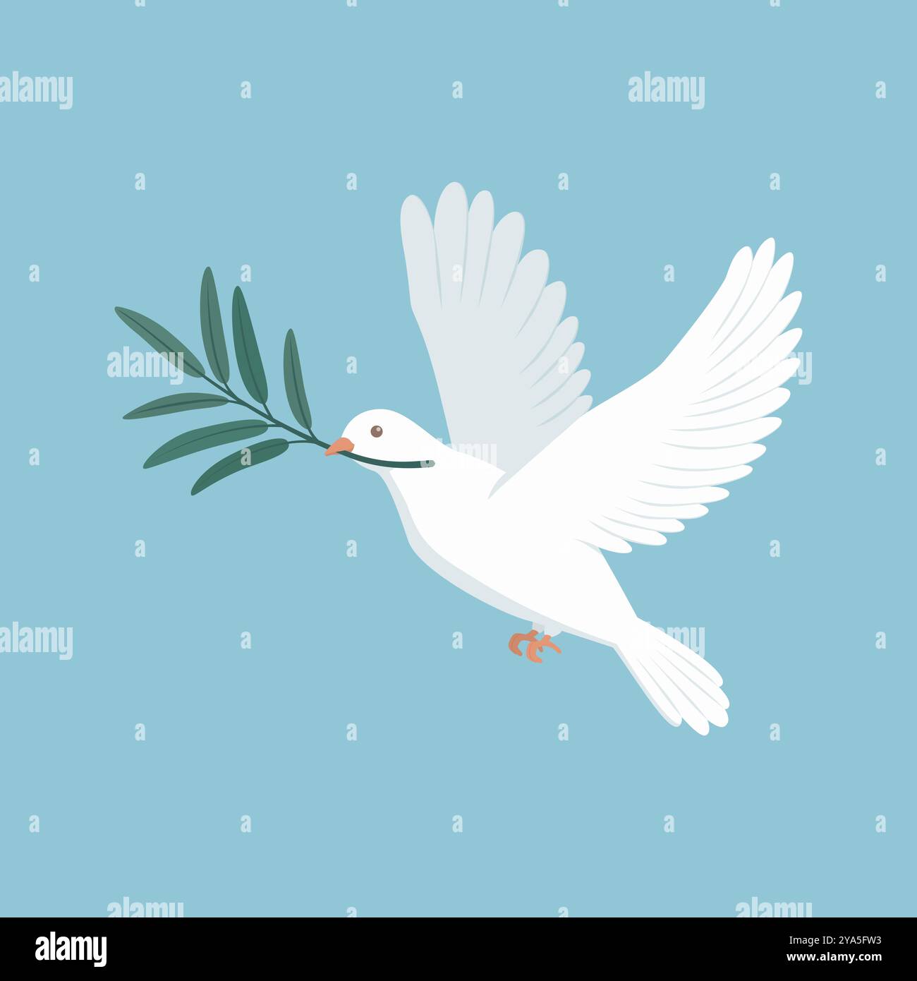 Weiße Taube mit fliegenden Olivenzweigen, Symbol des Friedens, isoliert Stock Vektor