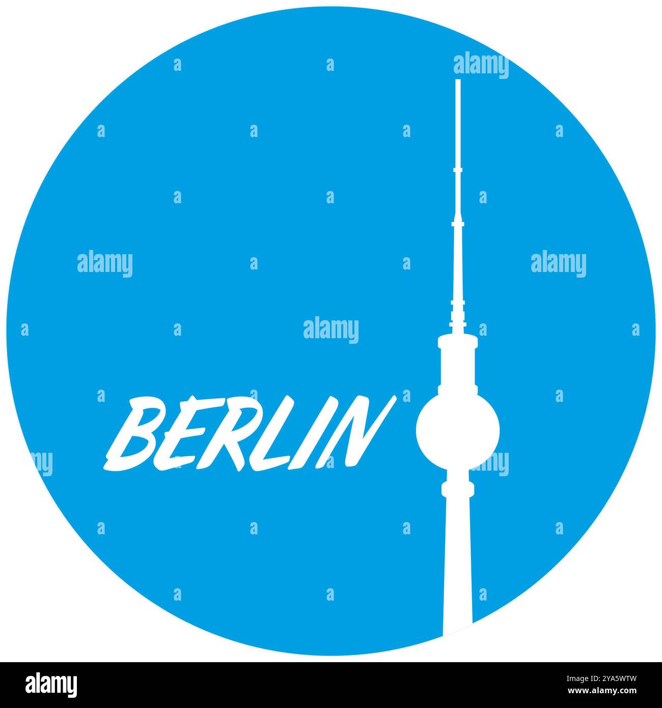Rundes Berliner Logo mit Fernsehturm Stockfoto