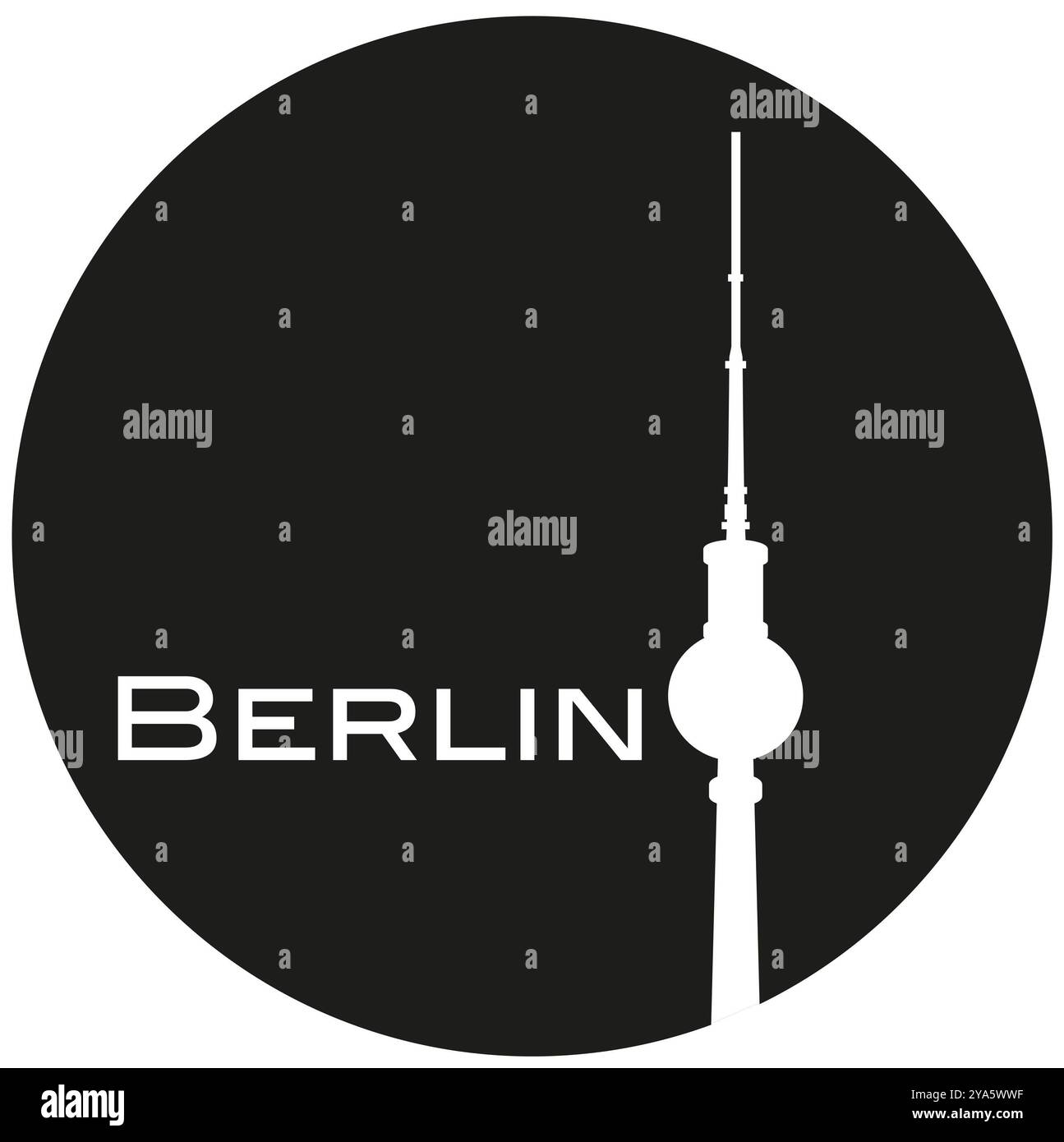 Rundes Berliner Logo mit Fernsehturm Stockfoto