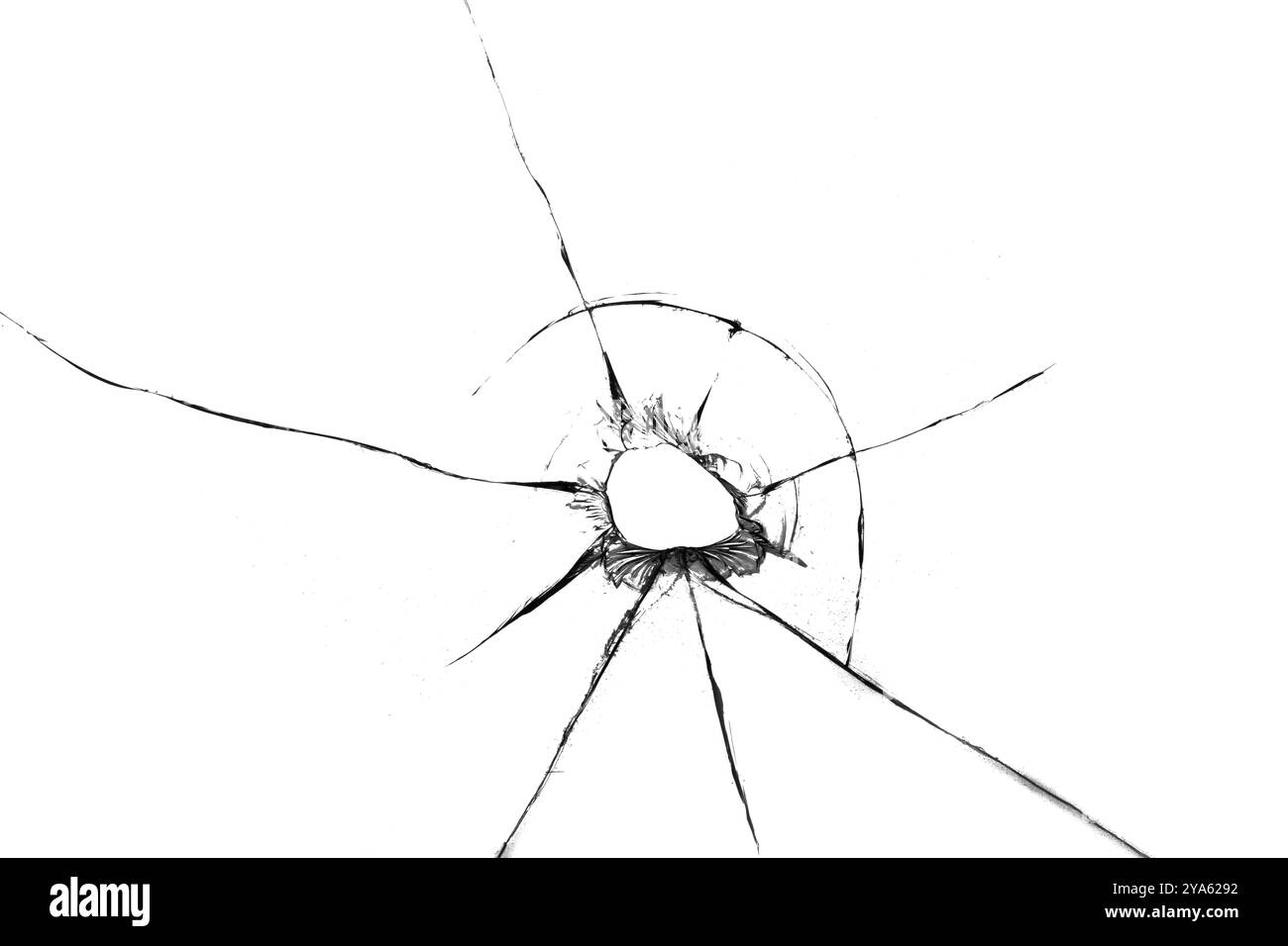 Textur von Glasbruch auf transparentem Hintergrund Stockfoto