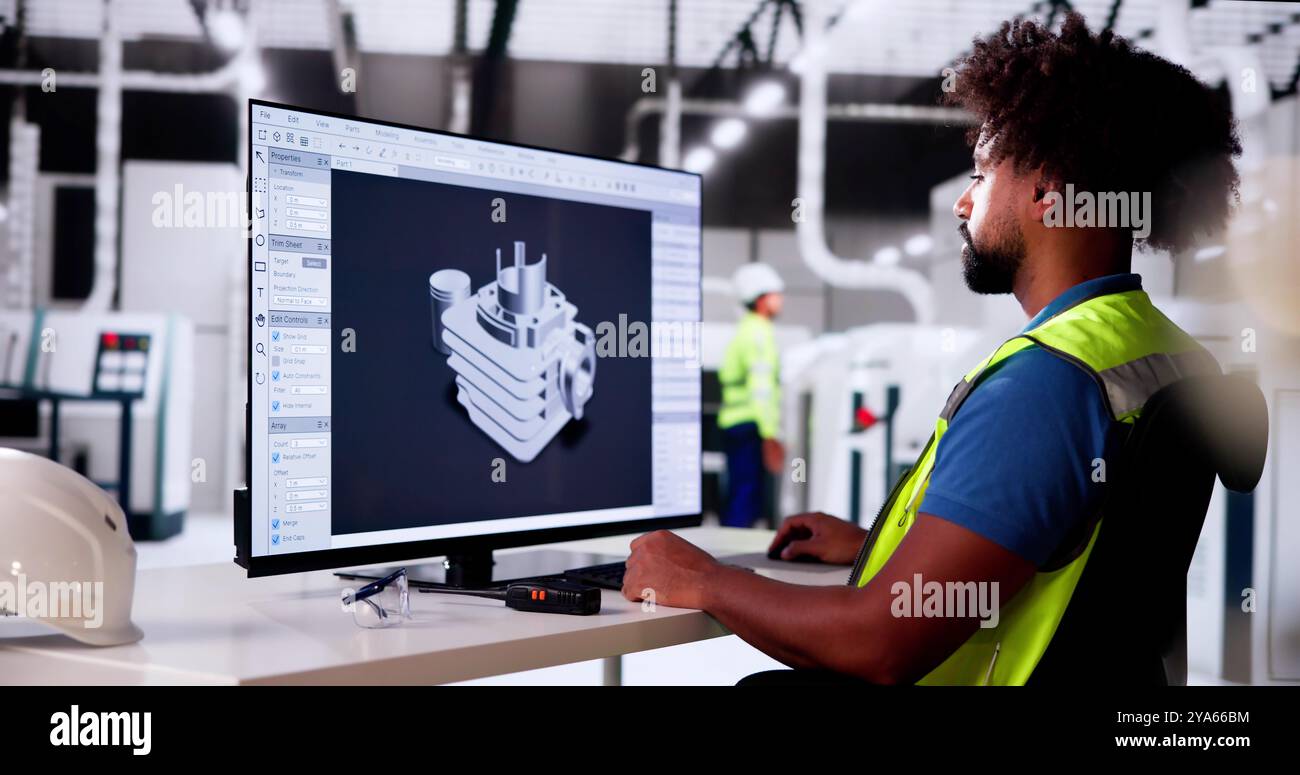 3D-Software-Engineer, der Computer Engineering Design entwickelt Stockfoto