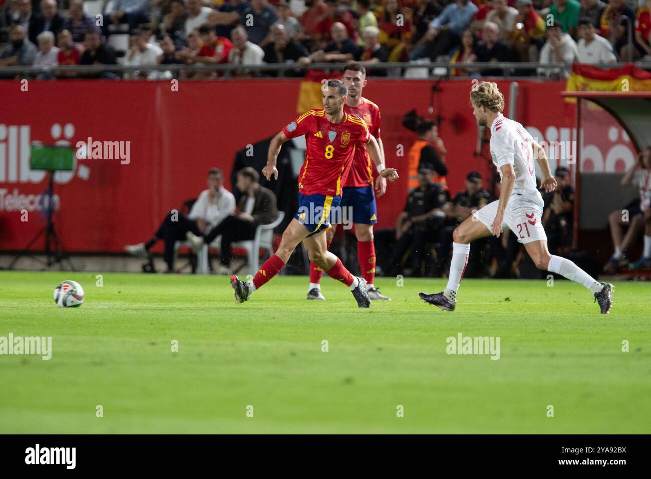 Murcia, Spanien. Oktober 2024. FABIAN RUIZ, SPANISCHER MITTELFELDSPIELER, SPIELER DER PARISER SG, MIT DER SPANISCHEN NATIONALMANNSCHAFT, WÄHREND DES SPIELS, Spanien gegen Dänemark, Gruppenspiel der UEFA Nations League, Enrique Rocan Stadium, Nueva Condomina, Murcia, Region Murcia, Spanien, 12. Oktober 2024. Quelle: Pascu Méndez/Alamy Live News Stockfoto