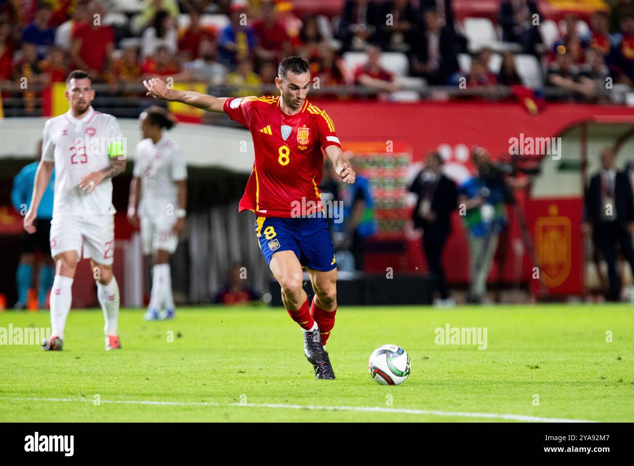 Murcia, Spanien. Oktober 2024. FABIAN RUIZ, SPANISCHER MITTELFELDSPIELER, SPIELER DER PARISER SG, MIT DER SPANISCHEN NATIONALMANNSCHAFT, WÄHREND DES SPIELS, Spanien gegen Dänemark, Gruppenspiel der UEFA Nations League, Enrique Rocan Stadium, Nueva Condomina, Murcia, Region Murcia, Spanien, 12. Oktober 2024. Quelle: Pascu Méndez/Alamy Live News Stockfoto