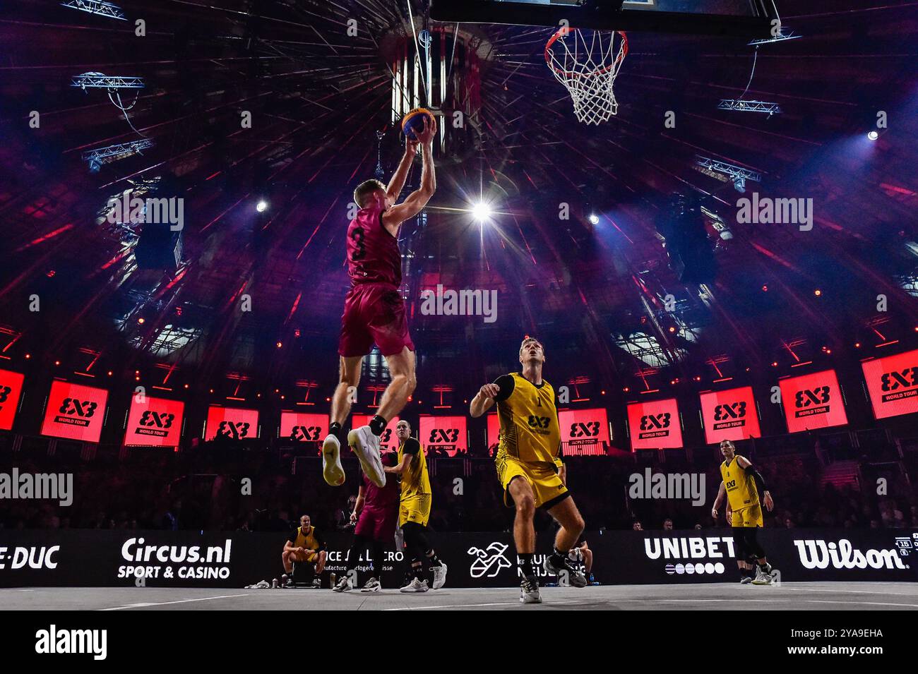 AMSTERDAM, NIEDERLANDE - 12. OKTOBER: Milorad Sedlarević - Ljubljana beim Spiel der FIBA 3x3 World Tour Amsterdam 2024 zwischen Raudondvaris und Ljubljana bei Gasthouder am 12. Oktober 2024 in Amsterdam, Niederlande. (Foto: Edwin J.H. de Vries/Orange Pictures) Stockfoto