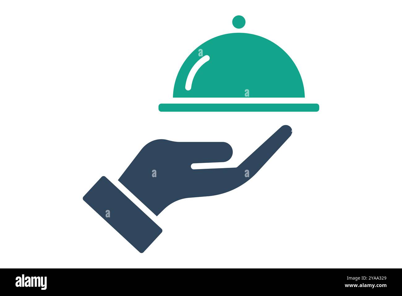 Symbol für Zimmerservice. Symbolstil durchgehend. Hand zum Servieren von Speisen. Symbol für Empfang. Vektorillustration für Hotel Elements Stock Vektor