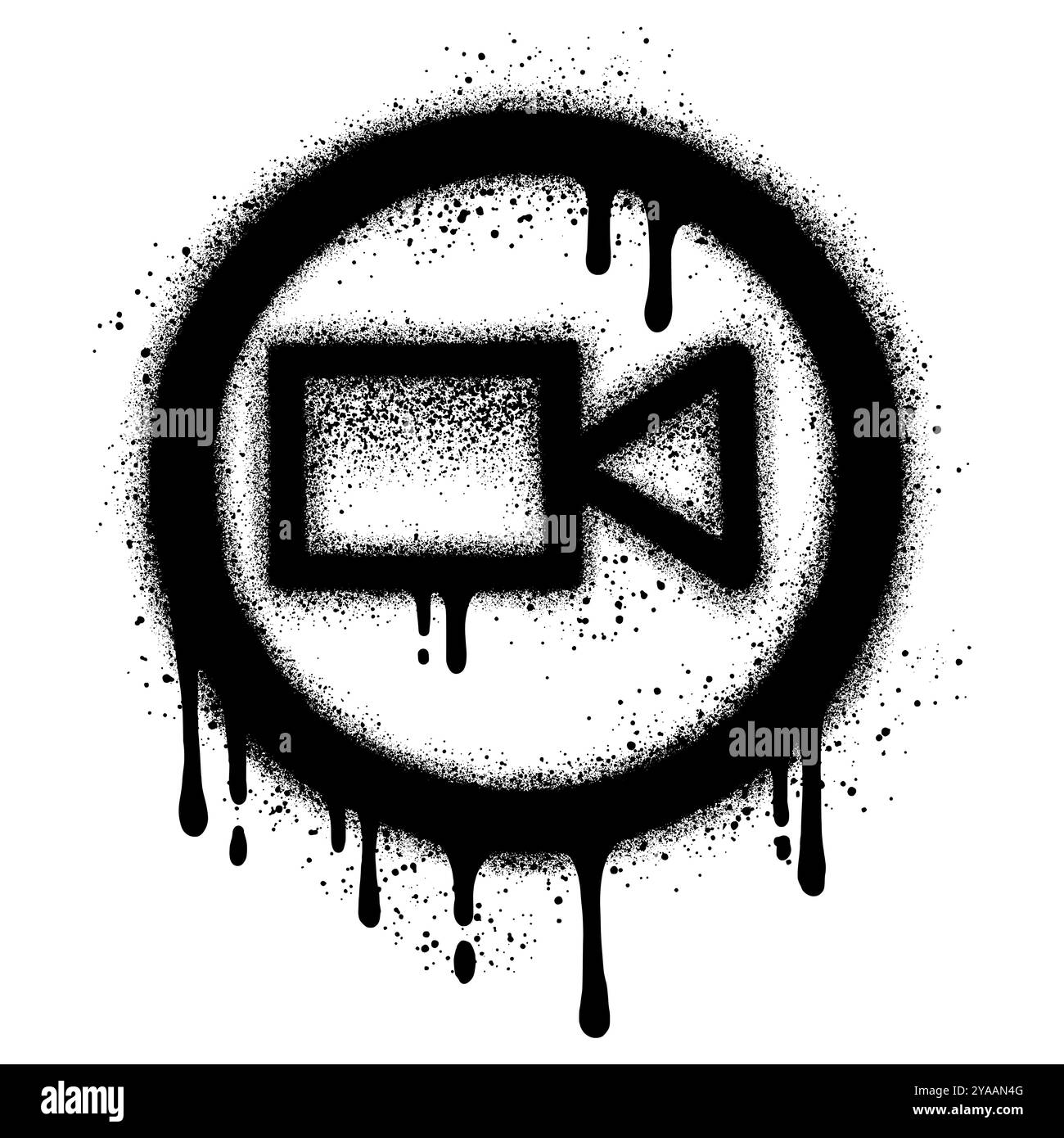 Video Player Symbol Graffiti mit schwarzer Sprühfarbe. Vektorabbildung. Stock Vektor