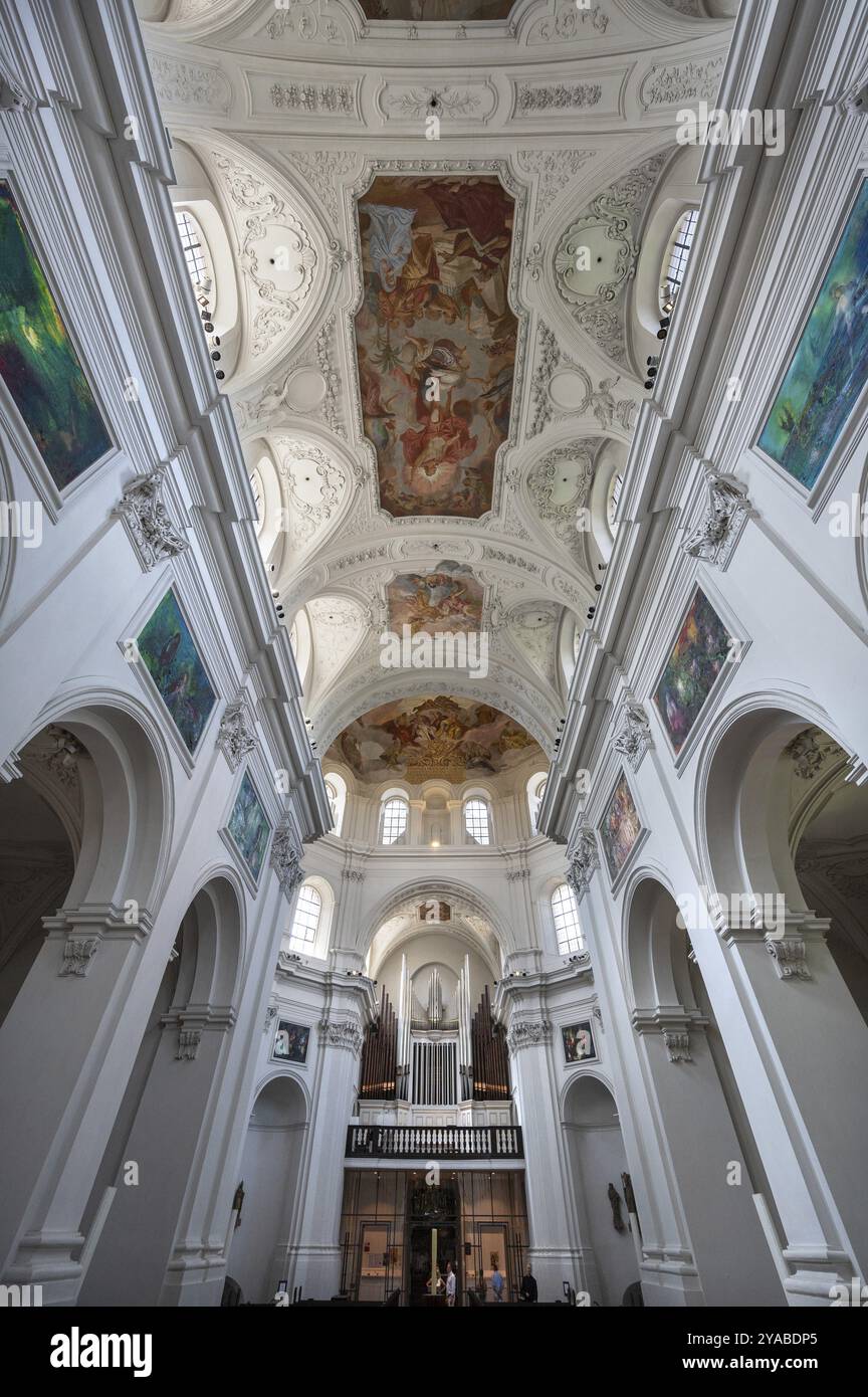 Dekorgewölbe mit Orgelloft, Kilianskathedrale, Detail, Würzburg, Unterfranken, Bayern, Deutschland, Europa Stockfoto