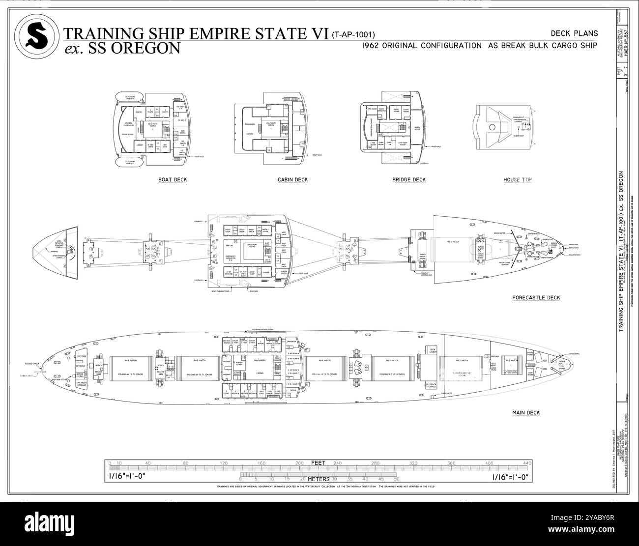 TS Empire State VI, State University of New York Maritime College, Bronx, Bronx County, NY Zeichnungen aus Survey HAER Stock Vektor