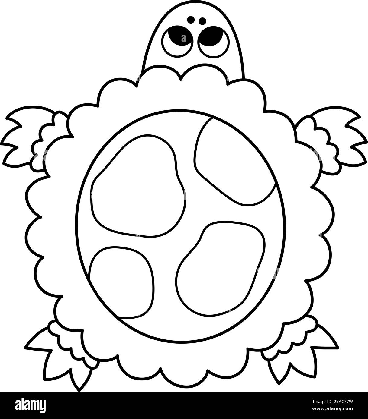 Vektor-Symbol in Schwarz und weiß archelon. Niedliche Dinosaurierlinie Illustration für Kinder. Lustige Schildkröte oder Schildkröte Clipart für Kinder isoliert auf weißem Hintergrund Stock Vektor