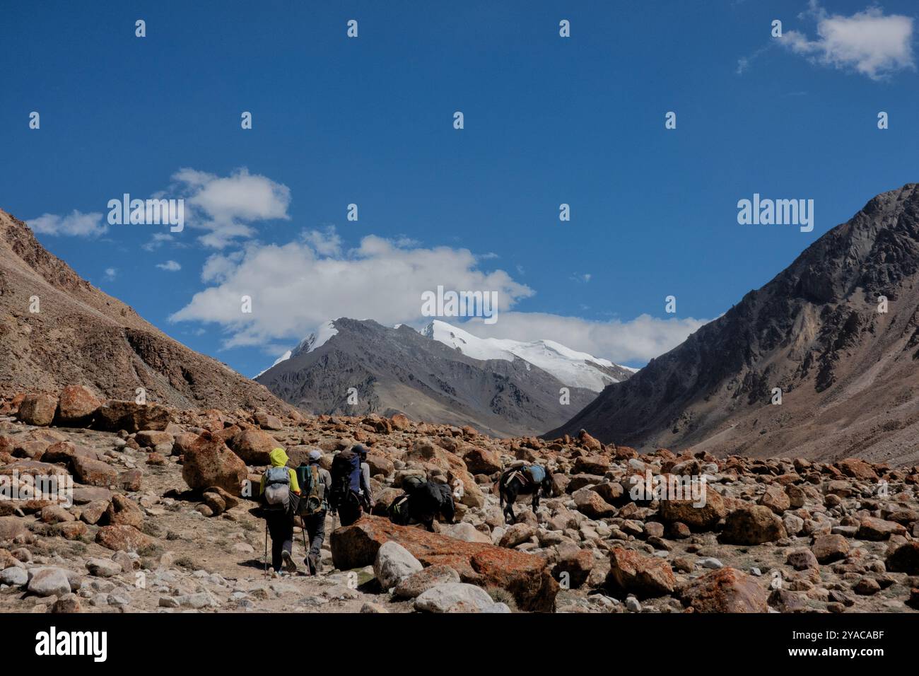 Blick auf Minglik SAR auf dem Shimshal Pass Trek, Shimshal, Gojal, Pakistan Stockfoto