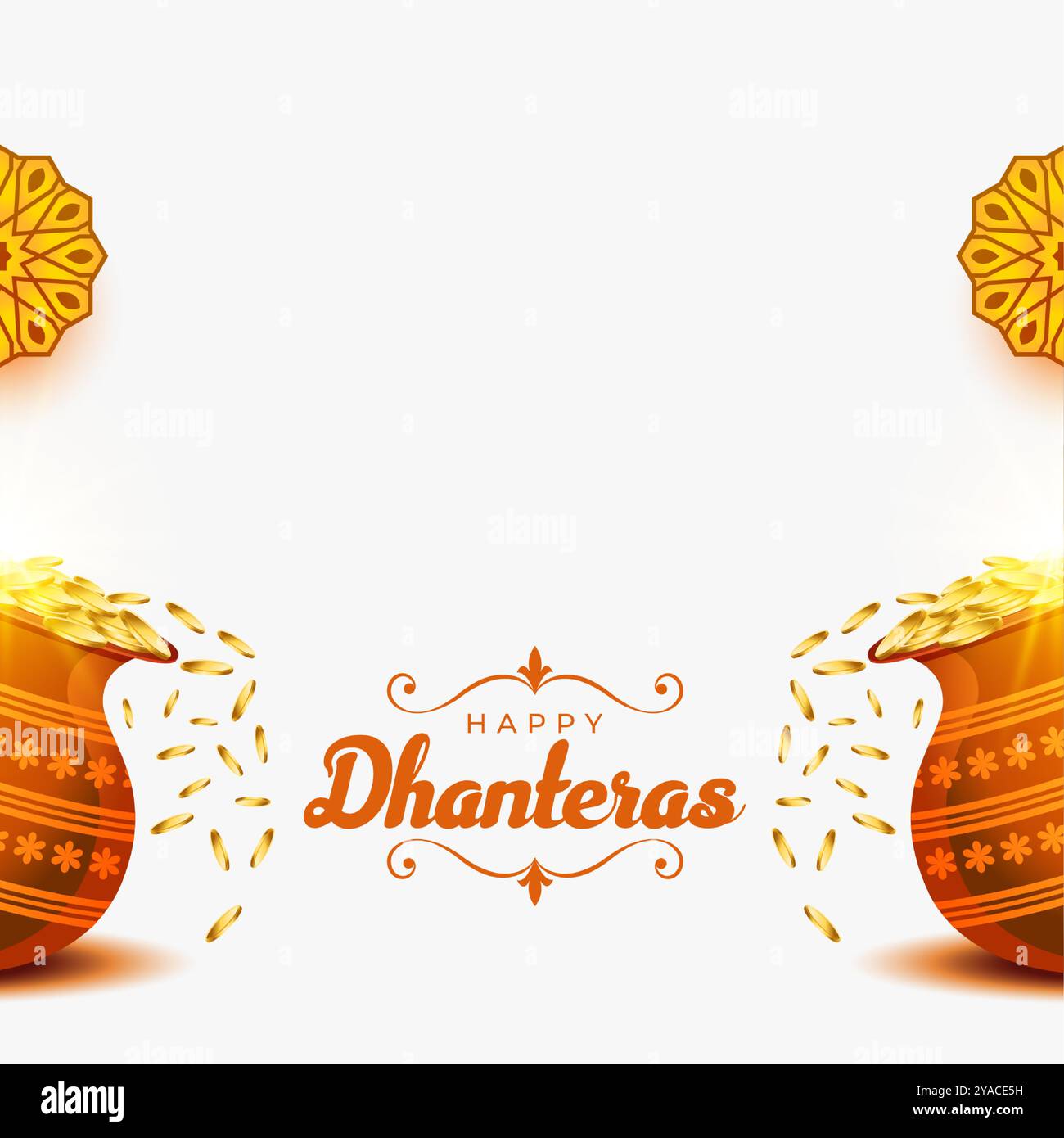 indische kulturelle glückliche Dhanteras Feier Hintergrund mit goldenen Münztopf Vektor Stock Vektor