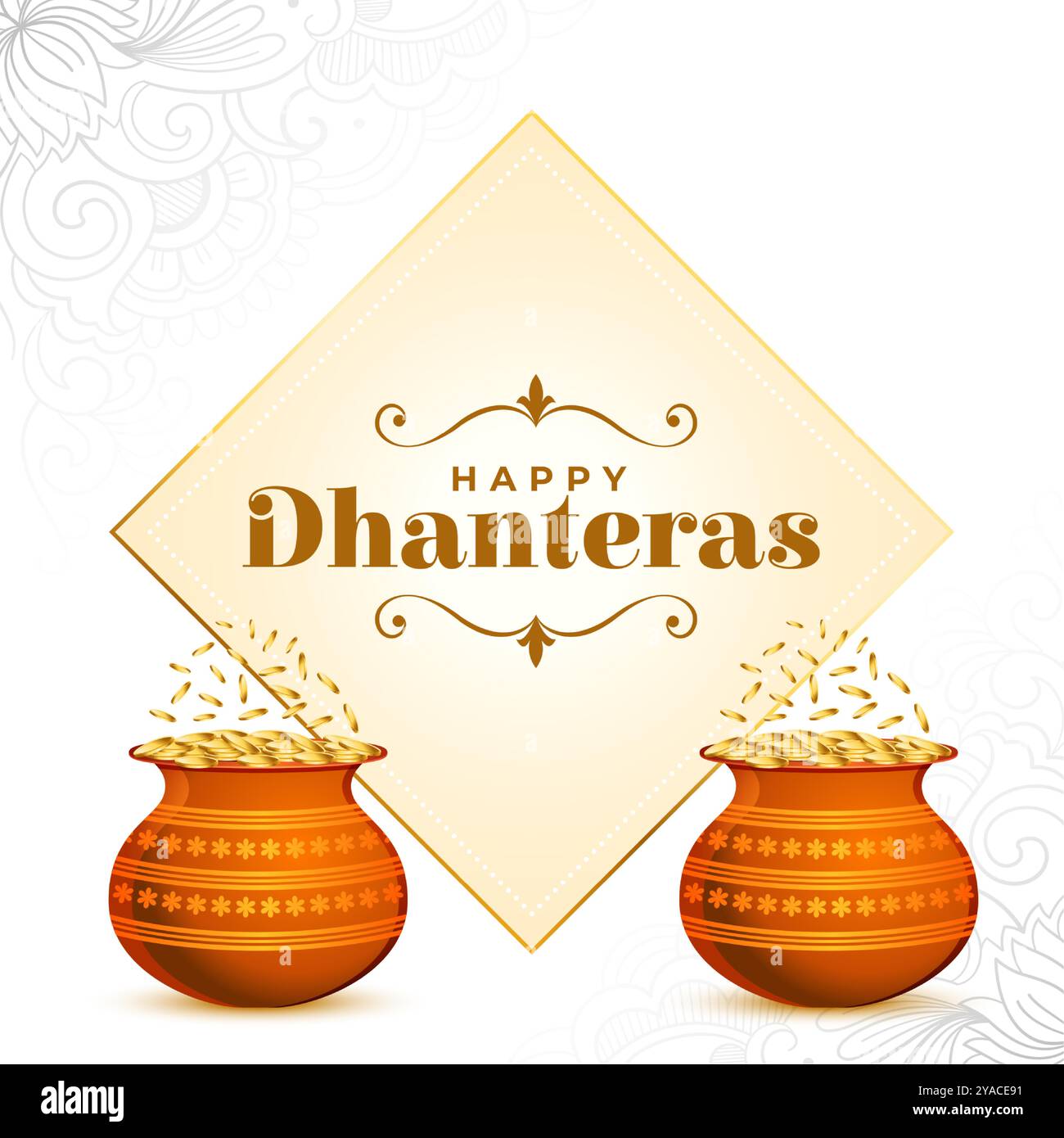 Glückliche Dhanteras religiöse Ereignis Hintergrund feiern akshaya tritiya mit Münztopf Vektor Stock Vektor