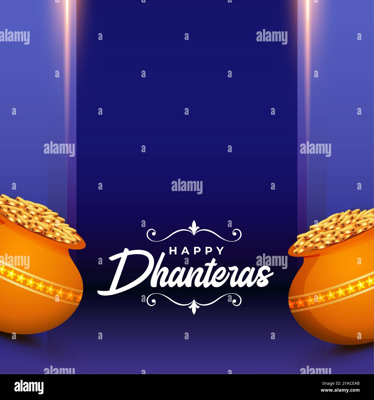 Glückliche Dhanteras kulturelle Veranstaltung Hintergrund mit goldenen Münztopf Design Vektor Stock Vektor