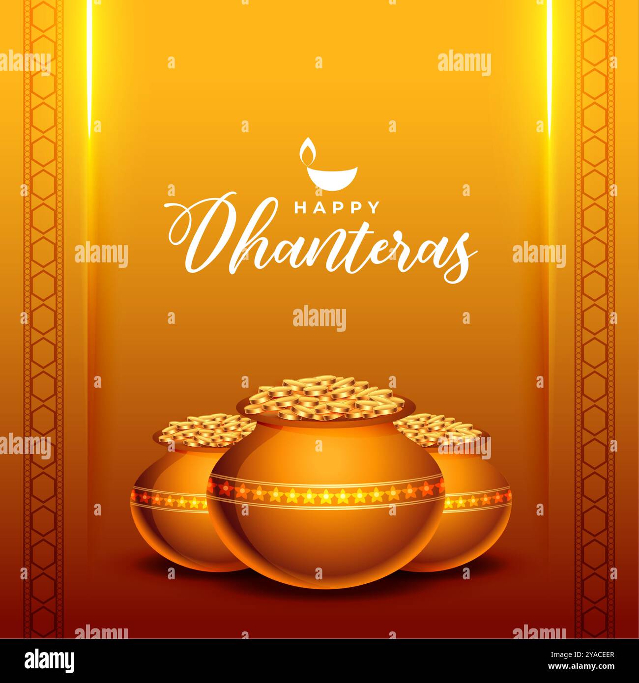 Traditionelle Shubh Dhanteras religiöse Event-Karte feiert Akshaya Tritiya Vektor Stock Vektor