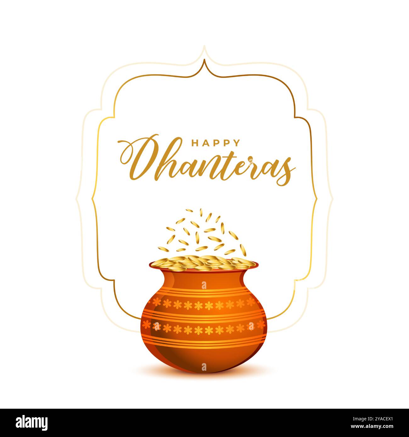 Schöne und elegante glückliche Dhanteras Ereignis Hintergrund mit goldenen Münztopf Vektor Stock Vektor