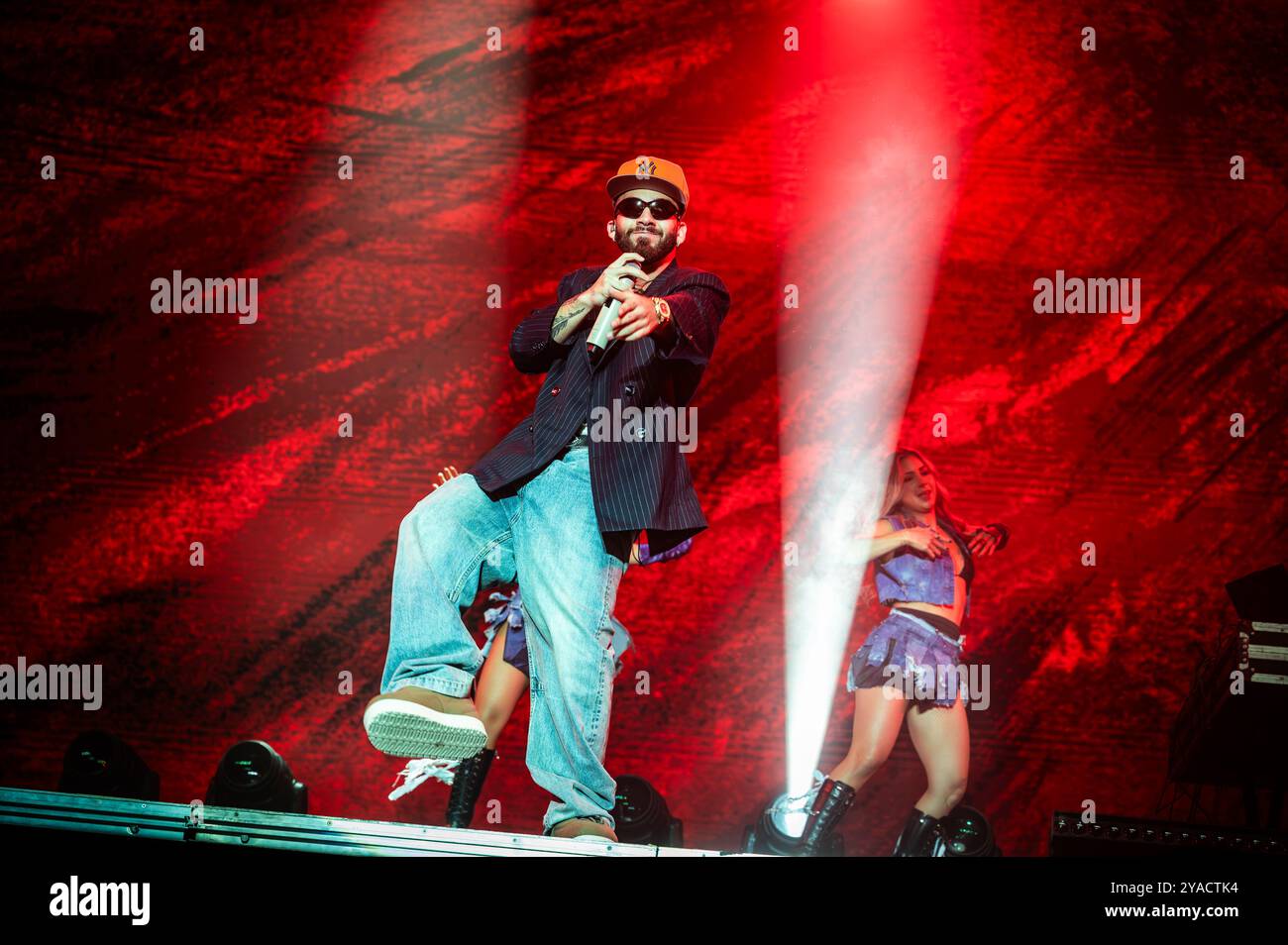 La bachata de Manuel Turizo enloquece Espacio Zity. Fotografias de Manuel Turizo en el concierto de Zaragoza el 6 de octubre de 2024. Stockfoto