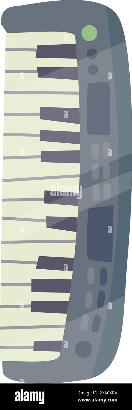 Eine Digitaltastatur mit markanten weißen und schwarzen Tasten liegt auf einem schlichten weißen Hintergrund auf. Es zeigt ein modernes Design mit Bedienelementen für Stock Vektor