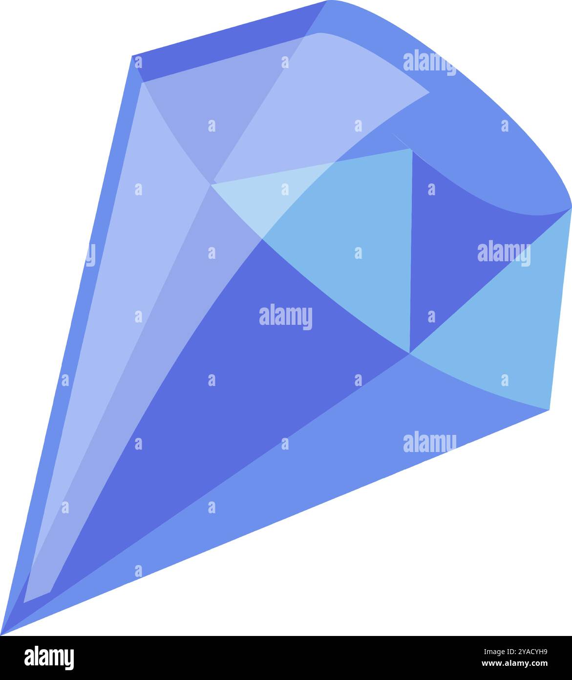 Eine auffällige Illustration zeigt einen blauen Diamanten mit komplizierten Facetten und Reflexionen, die seine Klarheit und Brillanz in einem einfachen aber dennoch betonen Stock Vektor