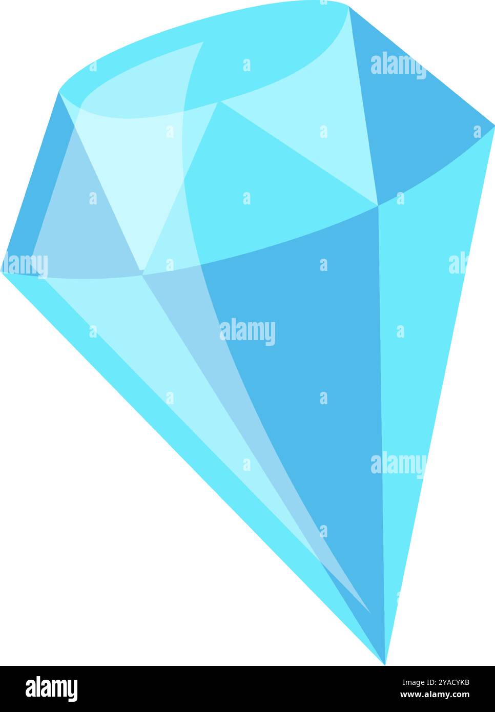 Die Illustration zeigt einen markanten blauen Diamanten mit geometrischen Facetten, die Reflexionen und Lichtspiele erzeugen, die seine Brillanz und Schönheit betonen Stock Vektor