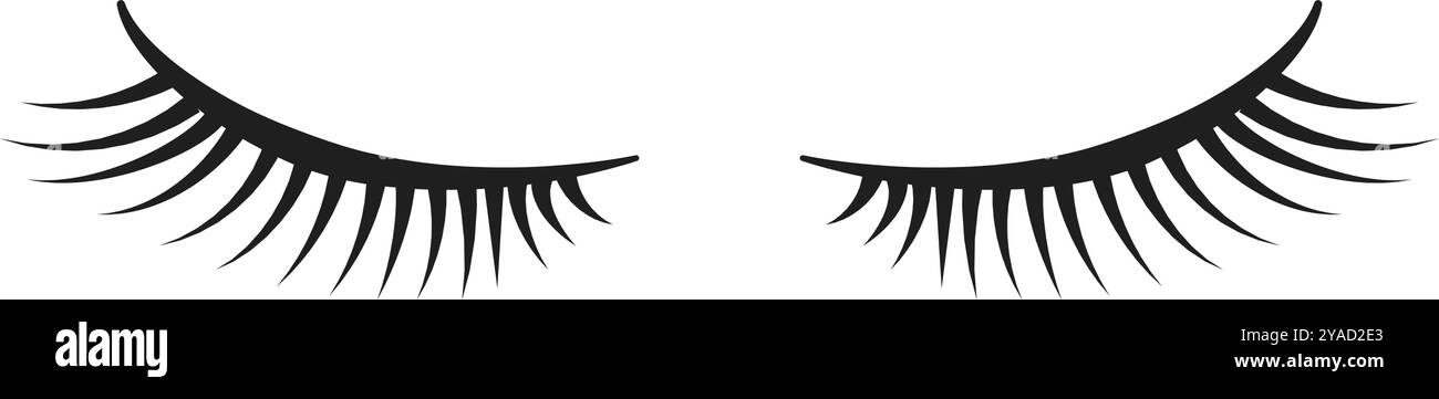Dieses Kunstwerk verfügt über ein Paar elegant gestylter schwarzer Wimpern, die perfekt zur Verbesserung von Schönheitsinhalten geeignet sind. Das Design ist minimalistisch und auffällig Stock Vektor