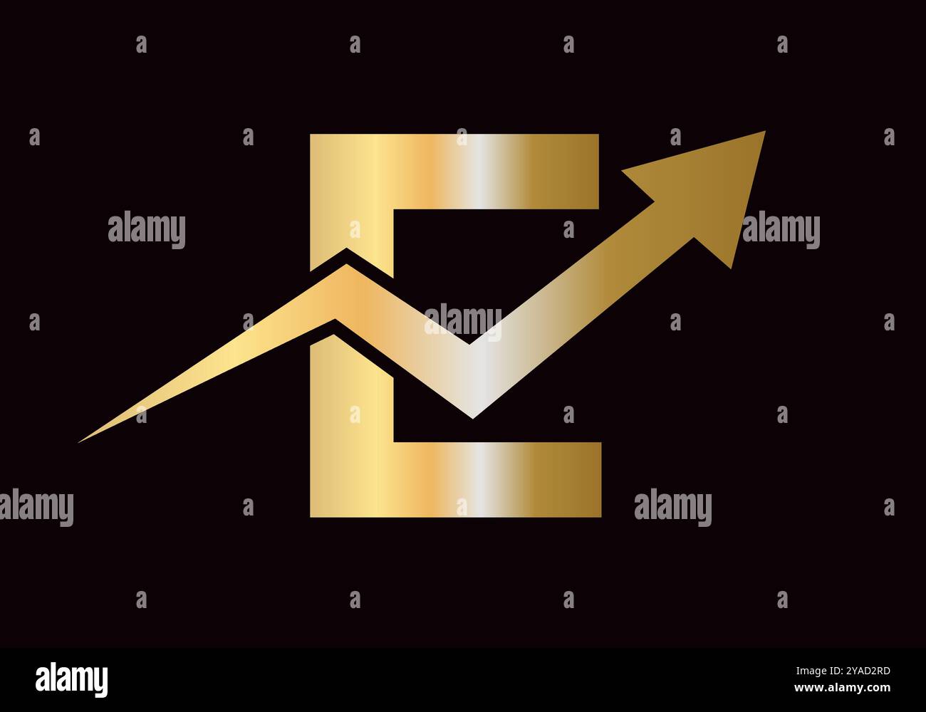 Finanzlogo auf Buchstabe E mit Growth Arrow Symbol Vector Template Stock Vektor