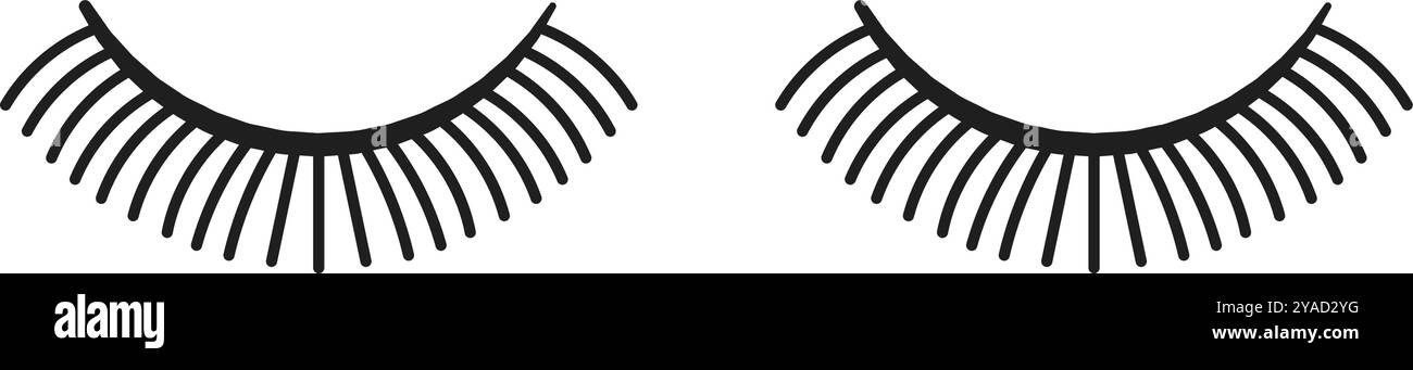 Die zarten schwarzen Wimpern zeichnen sich durch ein symmetrisches, elegantes Design aus, das sich ideal für den Beauty-Look in verschiedenen Make-up-Stilen eignet Stock Vektor