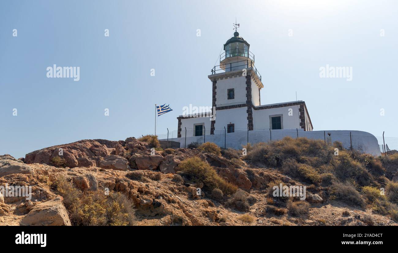 Akrotiri Leuchtturm, Santorin, Griechenland Stockfoto