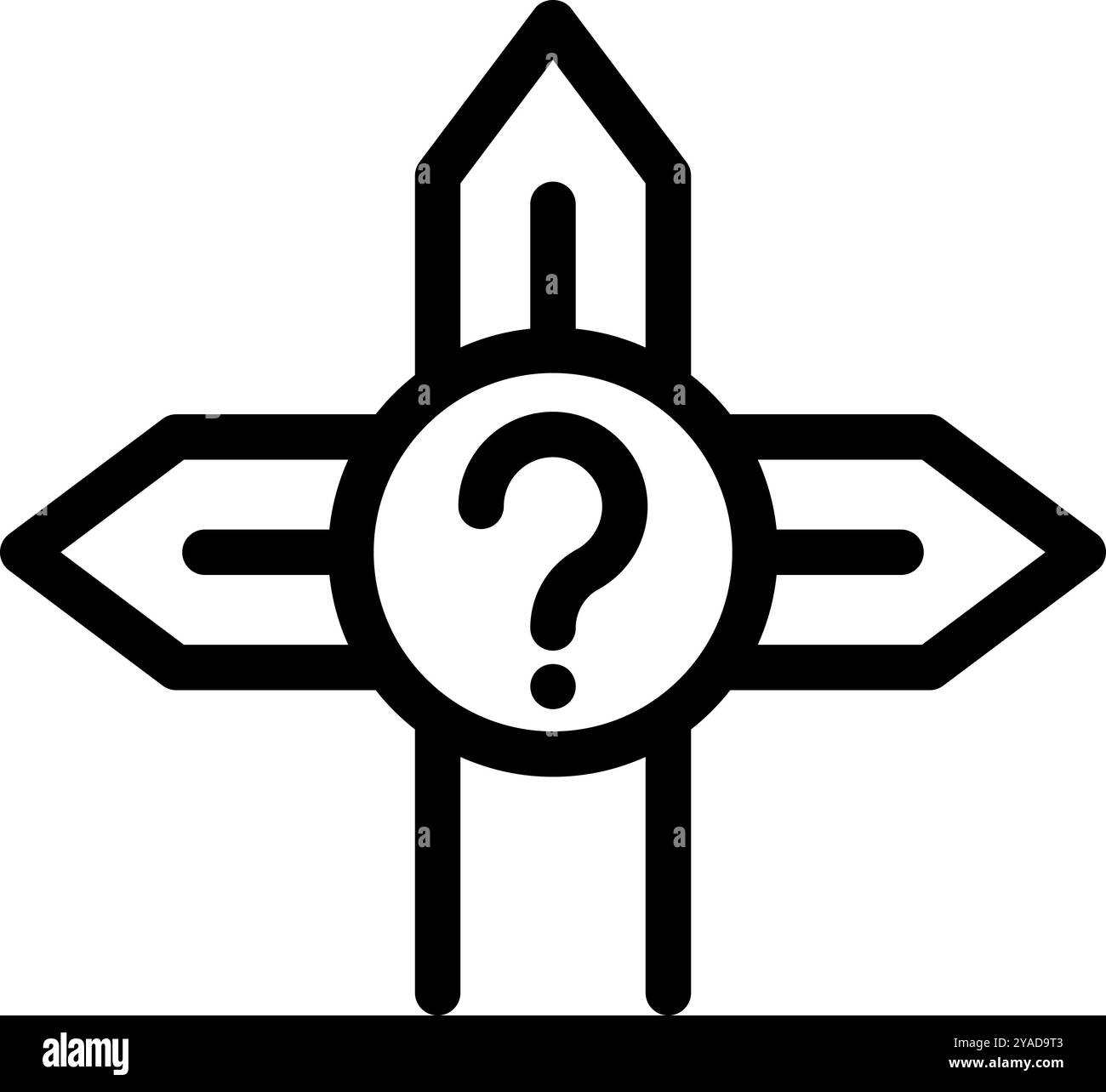 Einfaches Entscheidungsfindungskonzept, dargestellt mit einem Schild, der in verschiedene Richtungen zeigt Stock Vektor