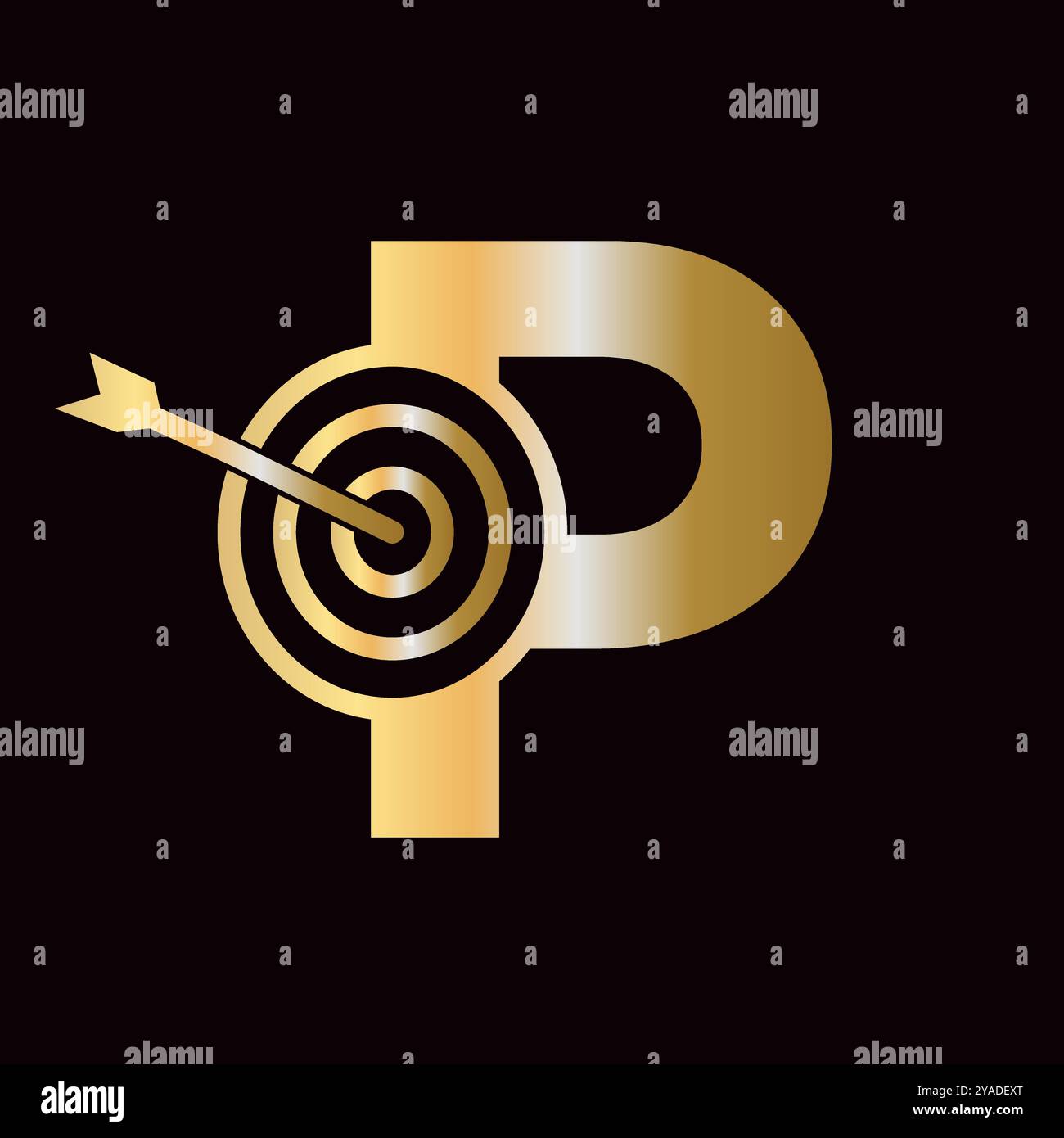 Letter P Success Logo kombiniert mit Bow Target Symbol Stock Vektor